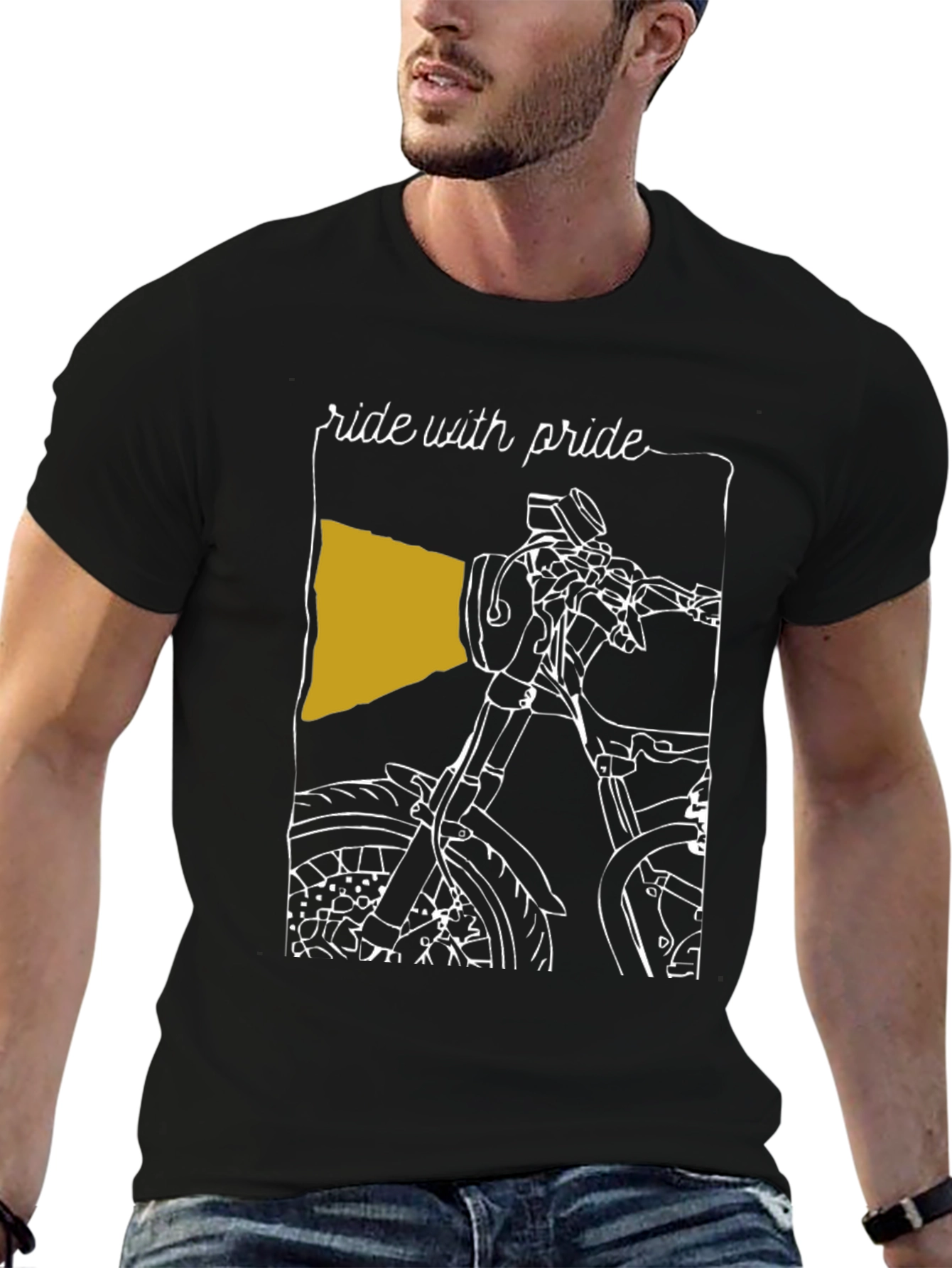 Black Ride with Pride T-Shirt - Motorcycle Design view 6