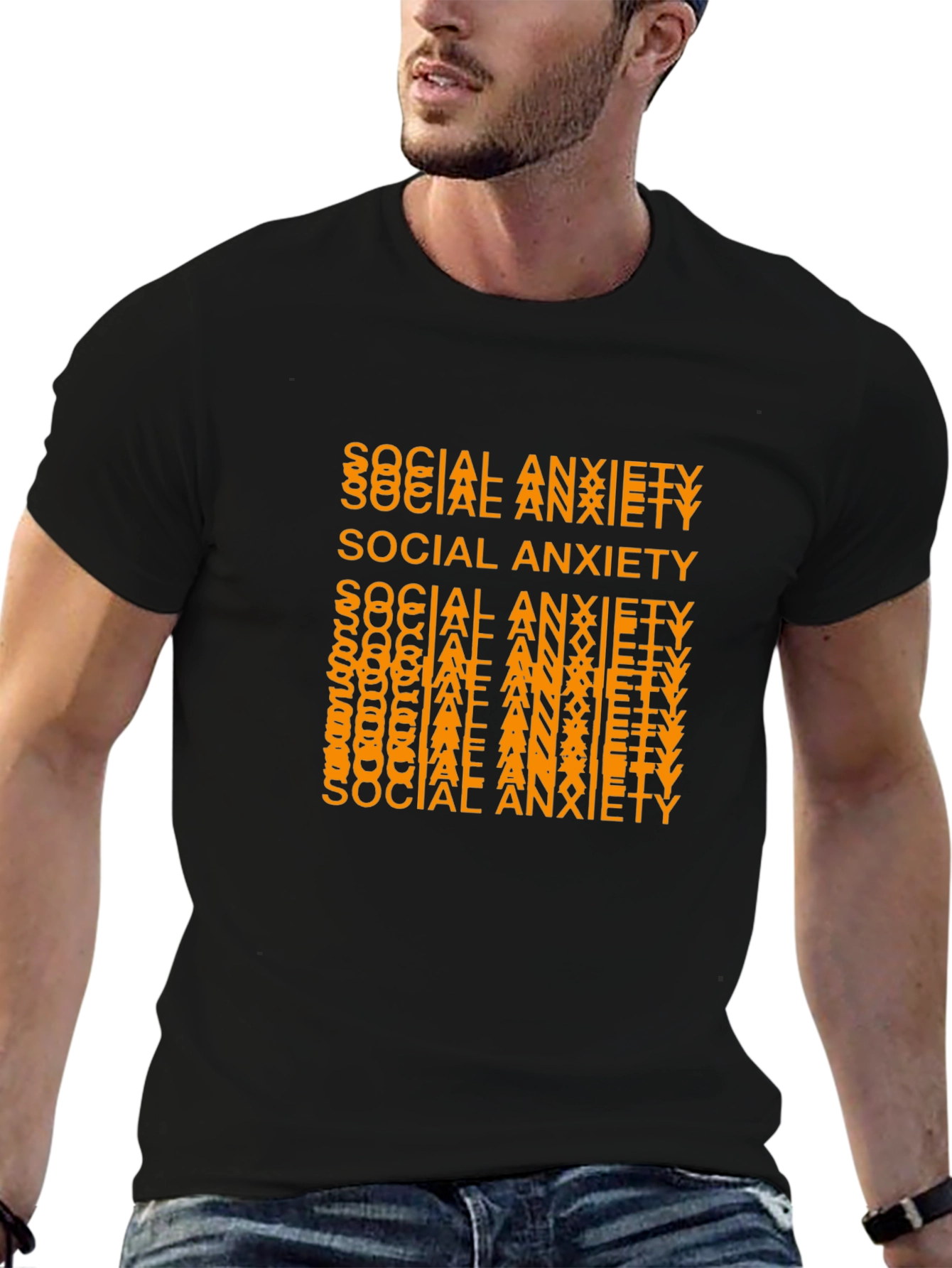 Black Social Anxiety Graphic Tee - Trendy Statement Shirt view 6