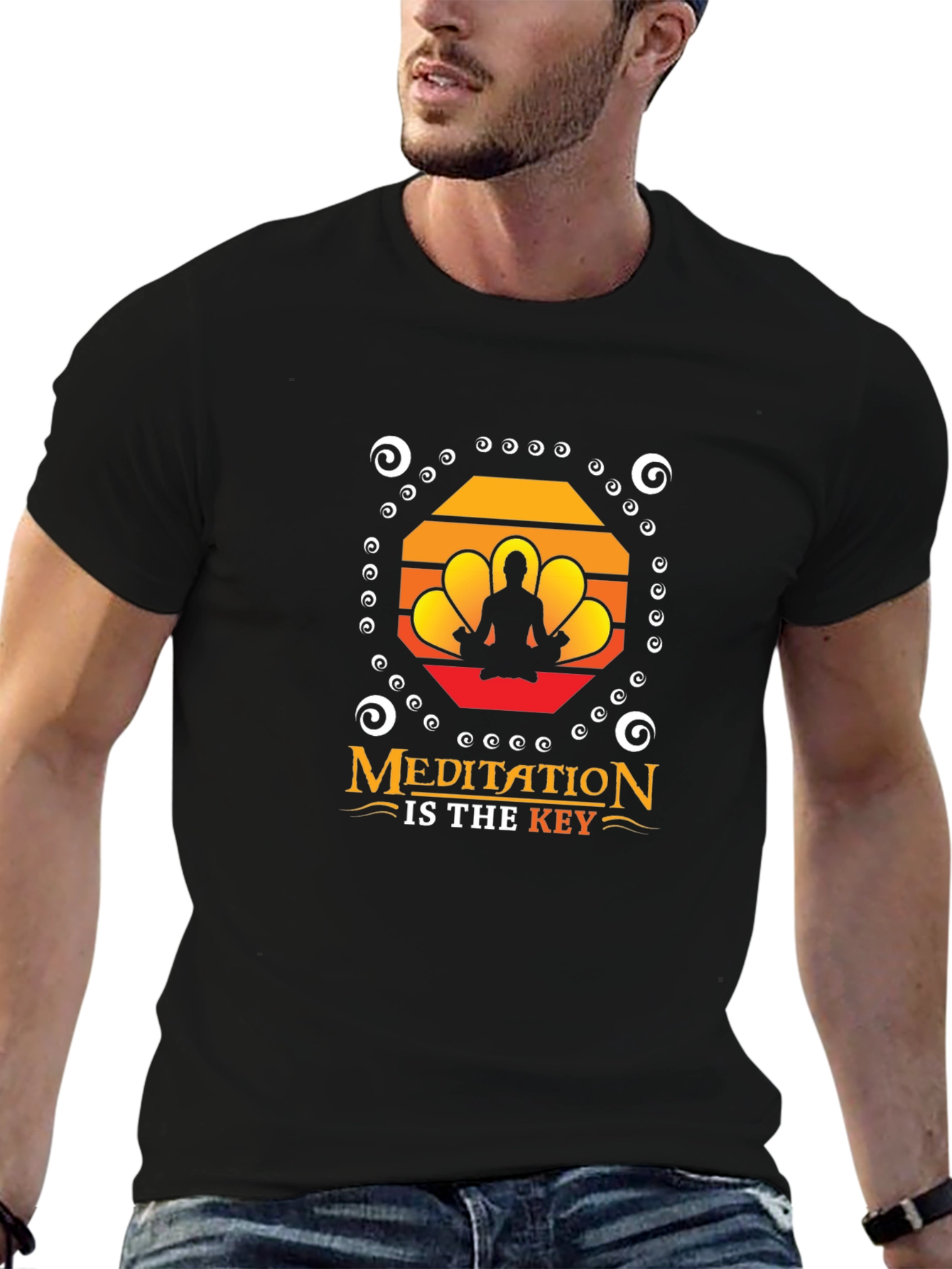 Black Meditation Is Key T-Shirt - Yoga Zen Spiritual Tee view 6