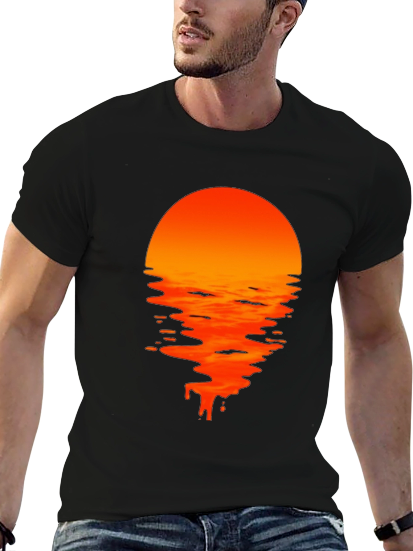 Black Sunset Drip Graphic Tee - Black view 6