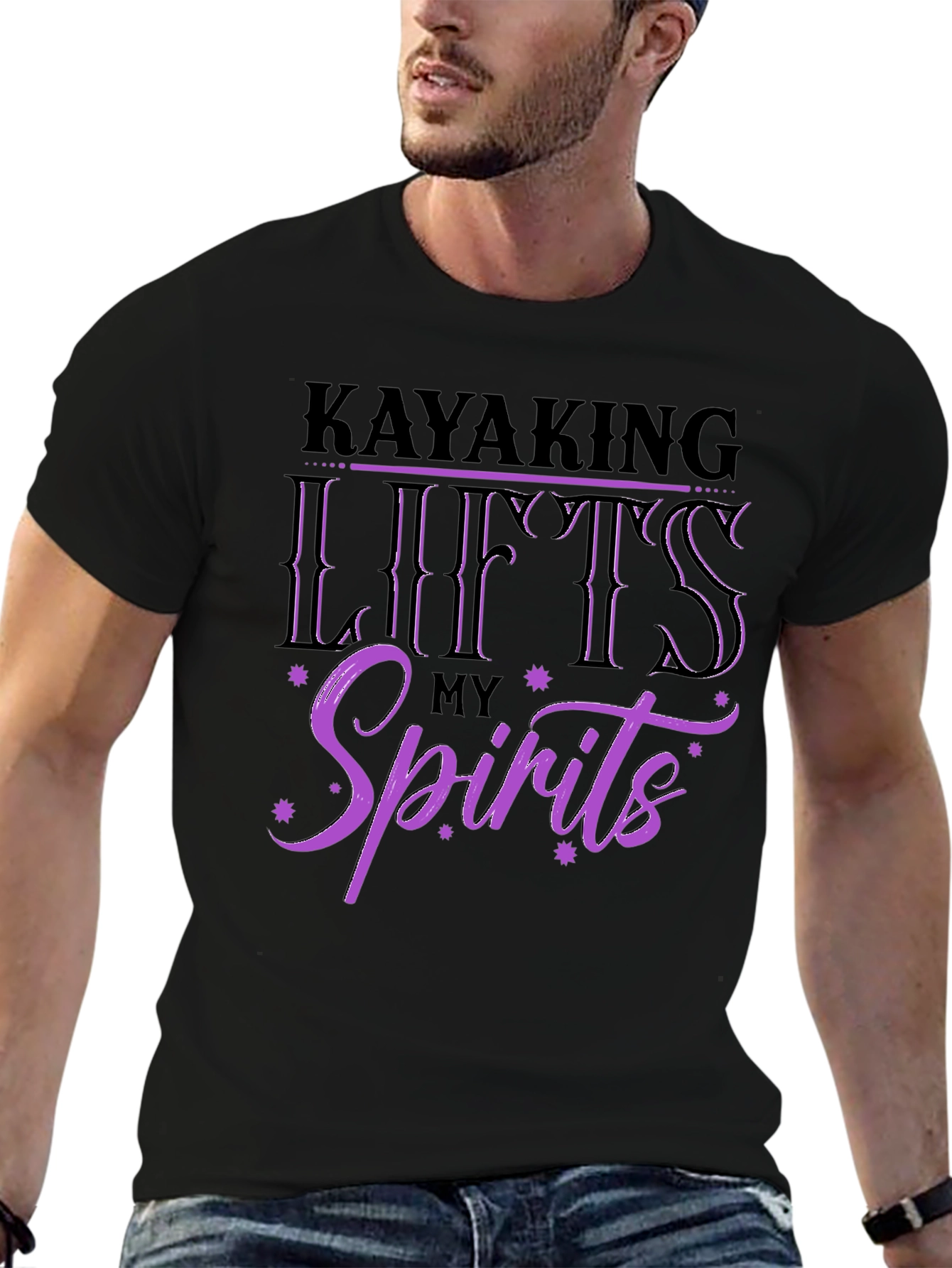 Black Kayaking Lifts My Spirits Graphic Tee view 6