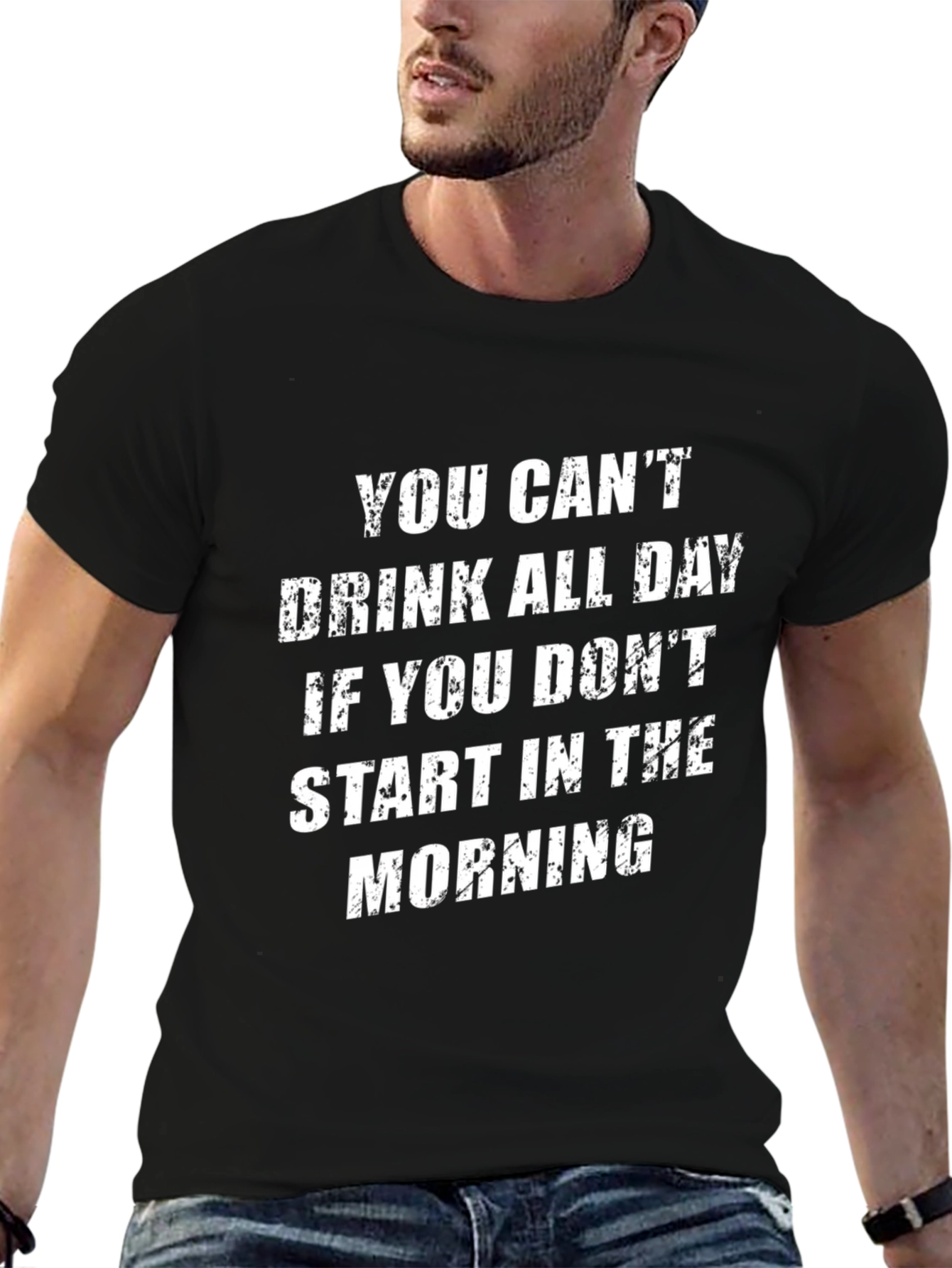 Black Funny Drinking All Day Graphic Tee view 6