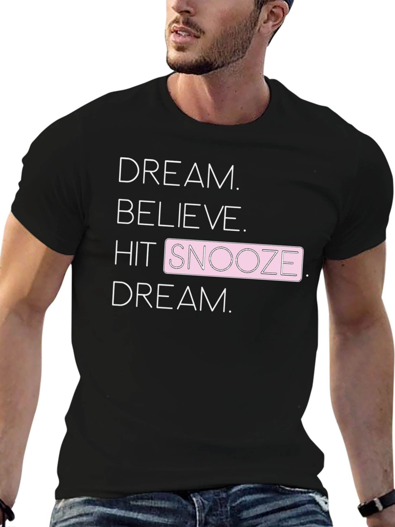 Black Dream Believe Snooze Graphic Tee view 6