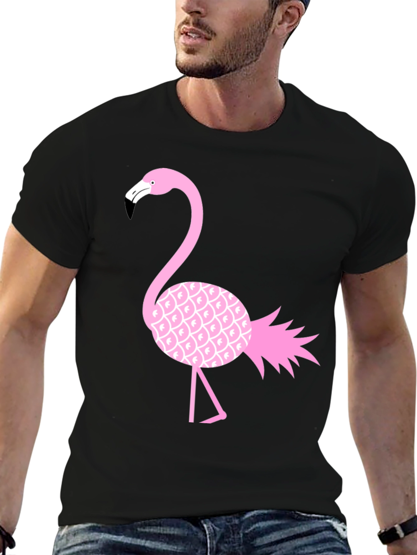 Black Black Flamingo Pineapple T-Shirt view 6
