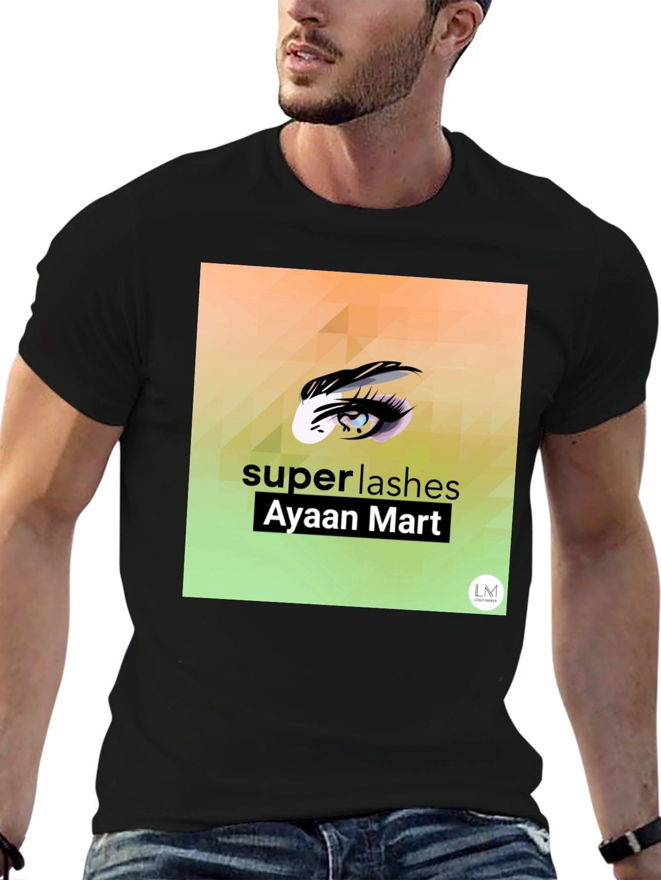 Black Super Lashes Graphic Tee - Eye Design view 6