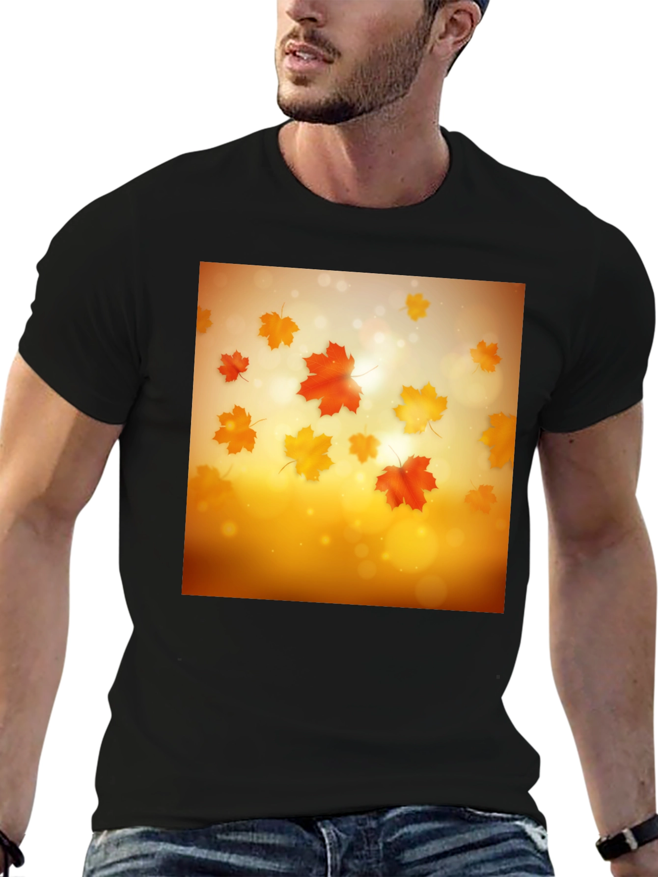 Black Autumn Leaves T-Shirt - Seasonal Style view 6
