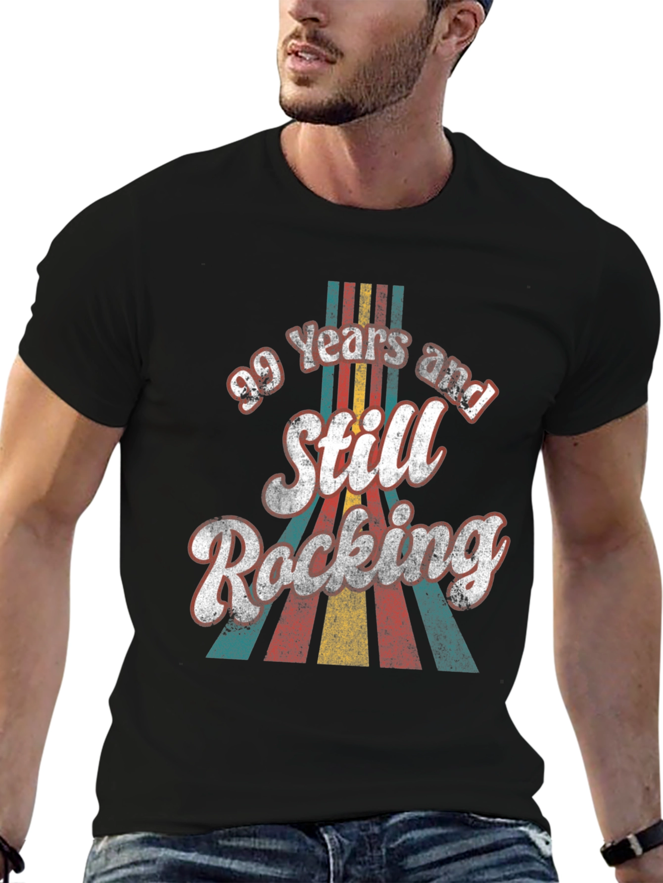 Black 99 Years Still Rocking Retro Birthday T-Shirt view 6