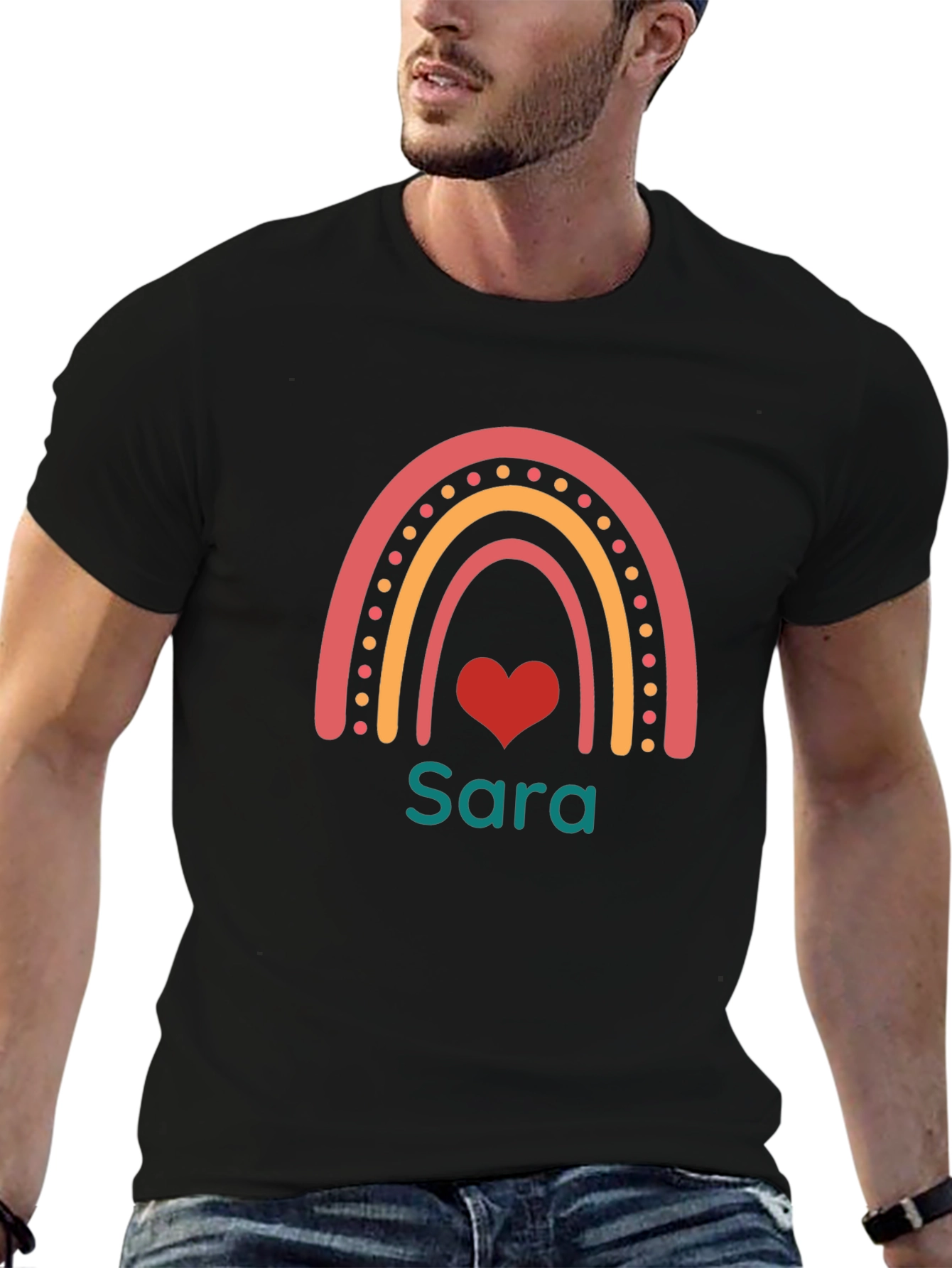 Black Rainbow Sara Personalized T-Shirt - Black view 6