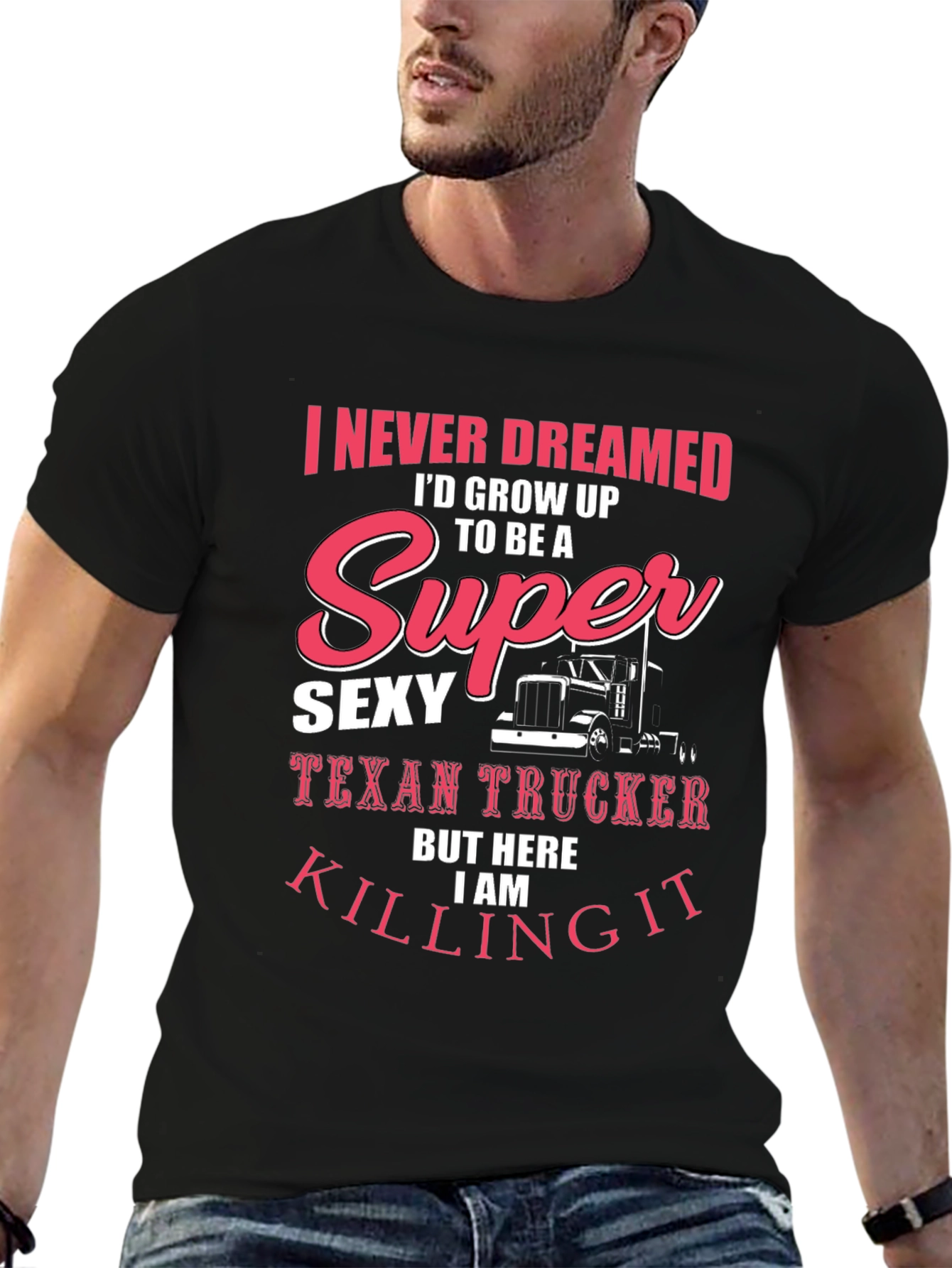 Black Sexy Texan Trucker T-Shirt - Funny Novelty Tee view 6