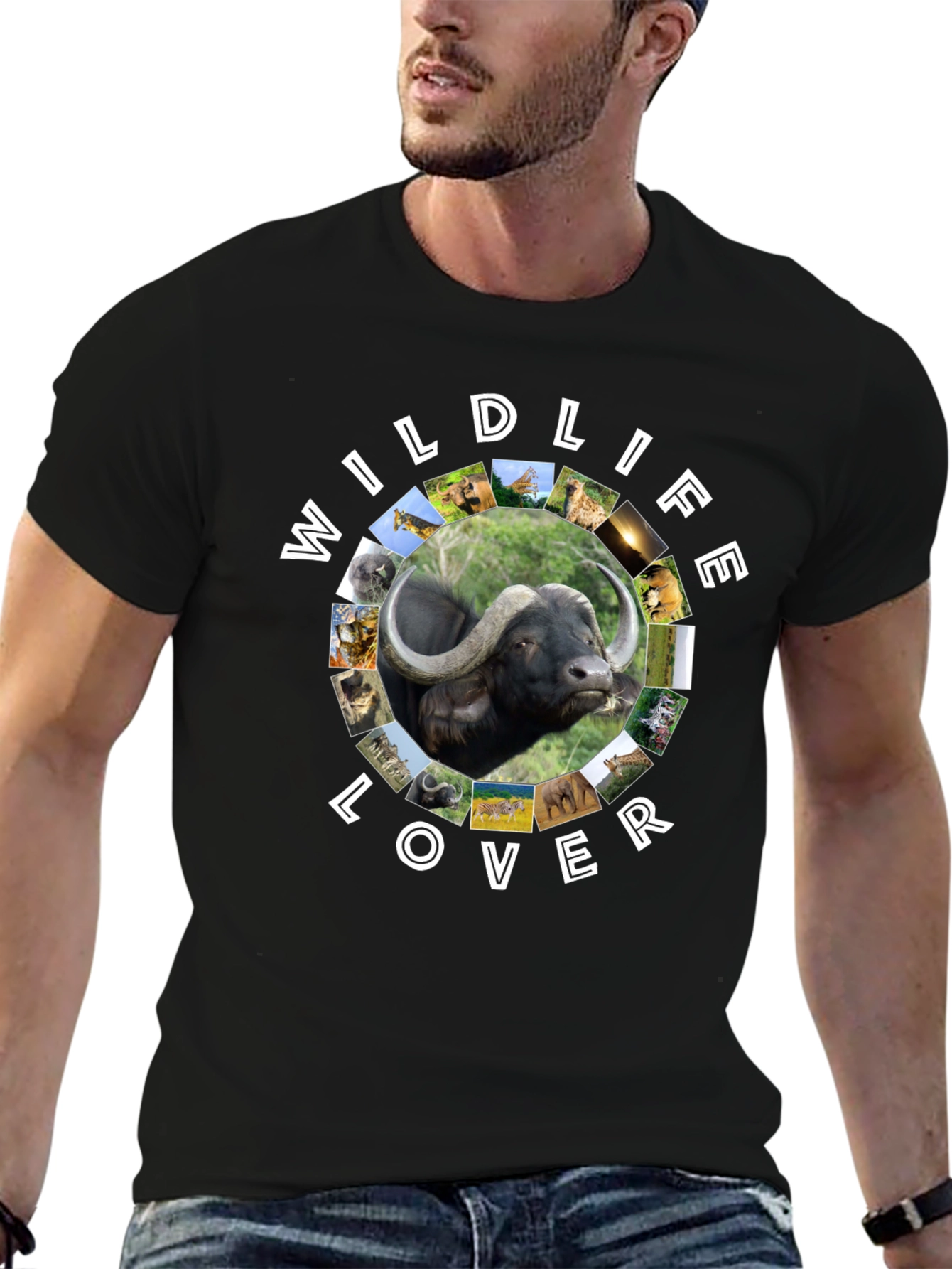 Black Wildlife Lover Graphic Tee - Black view 6