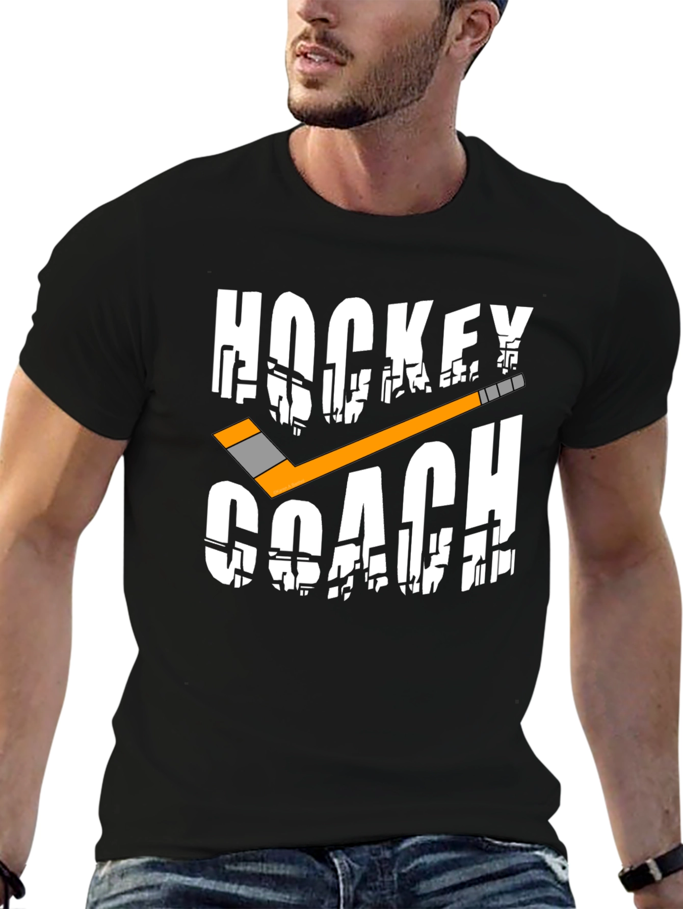 Black Hockey Coach Graphic T-Shirt view 6