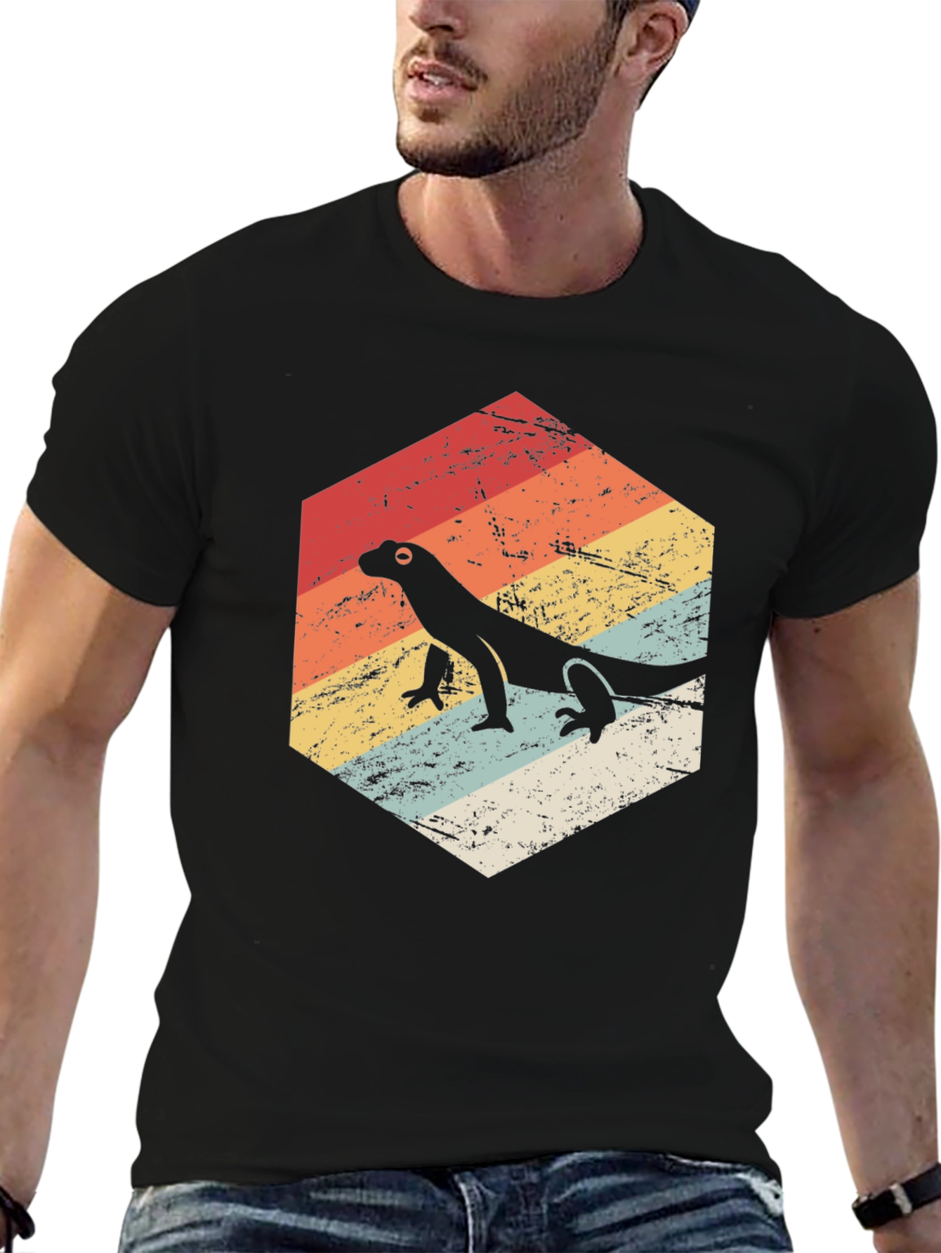 Black Retro Lizard T-Shirt - Vintage Reptile Tee view 6