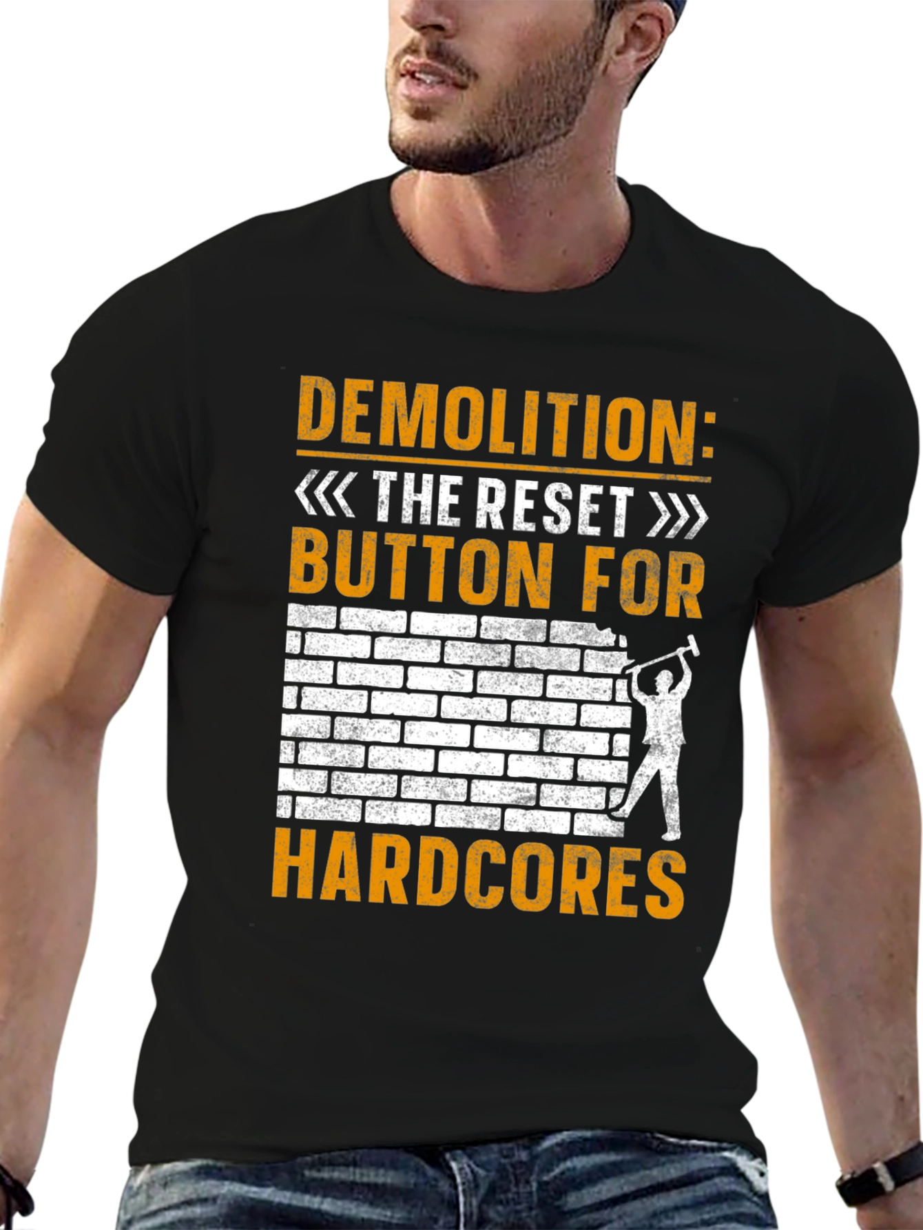Black Demolition Reset Button Hardcore T-Shirt view 6