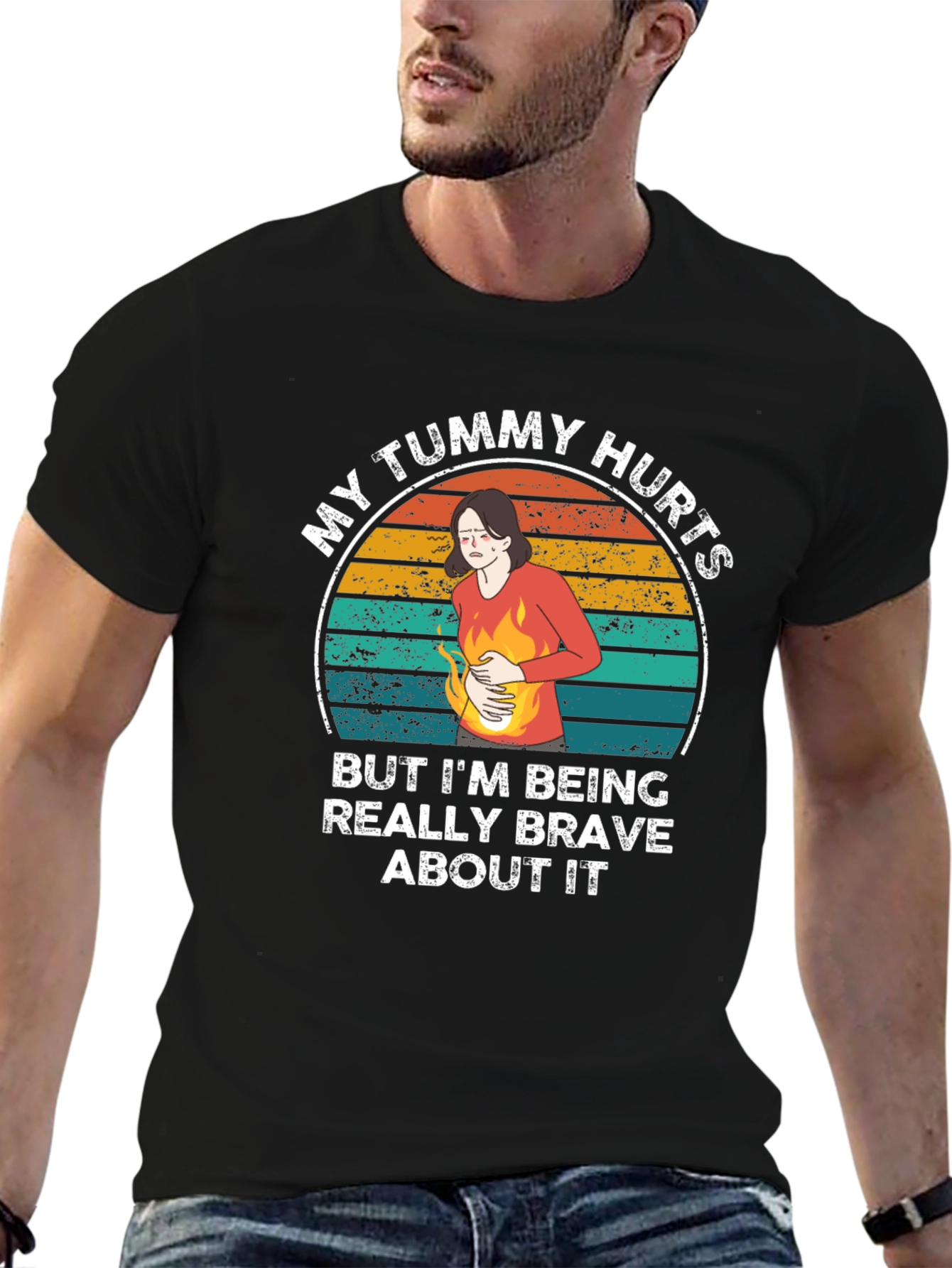 Black My Tummy Hurts Funny Graphic Tee view 6