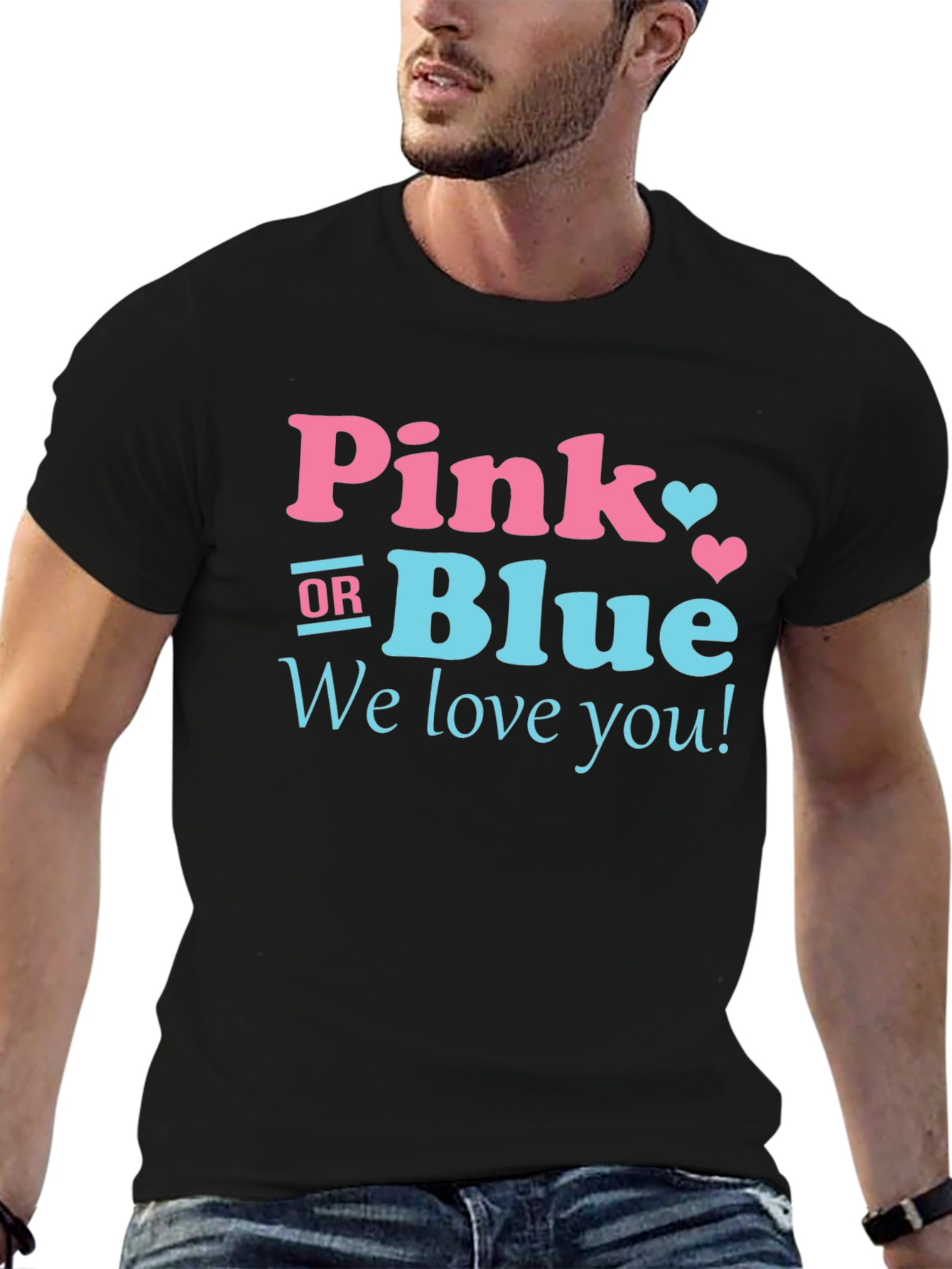 Pink or Blue Gender Reveal T-Shirt - We Love You! - 6