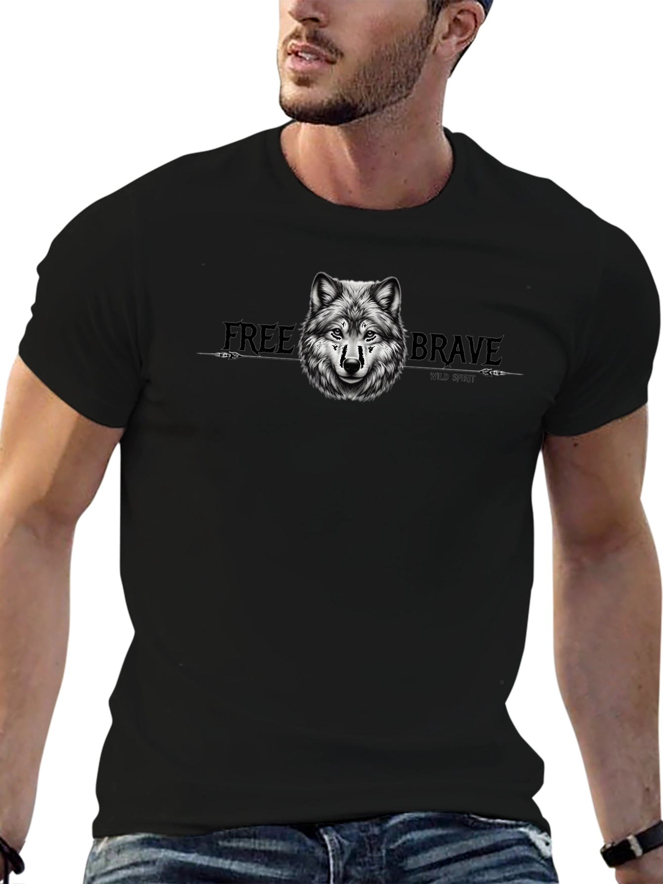 Black Wolf Graphic Tee - Free & Brave T-Shirt view 6