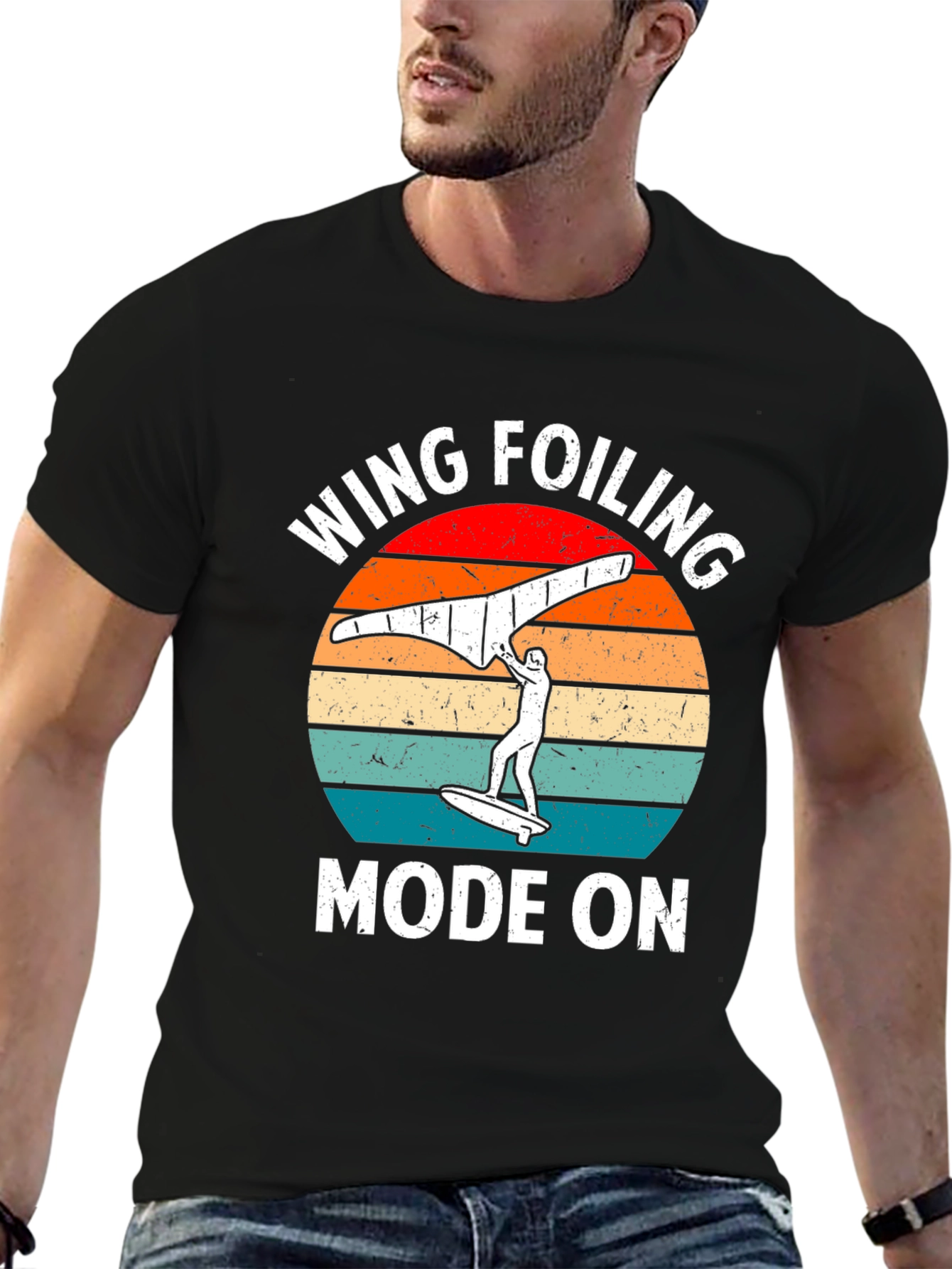 Black Wing Foiling Mode On Graphic Tee view 6