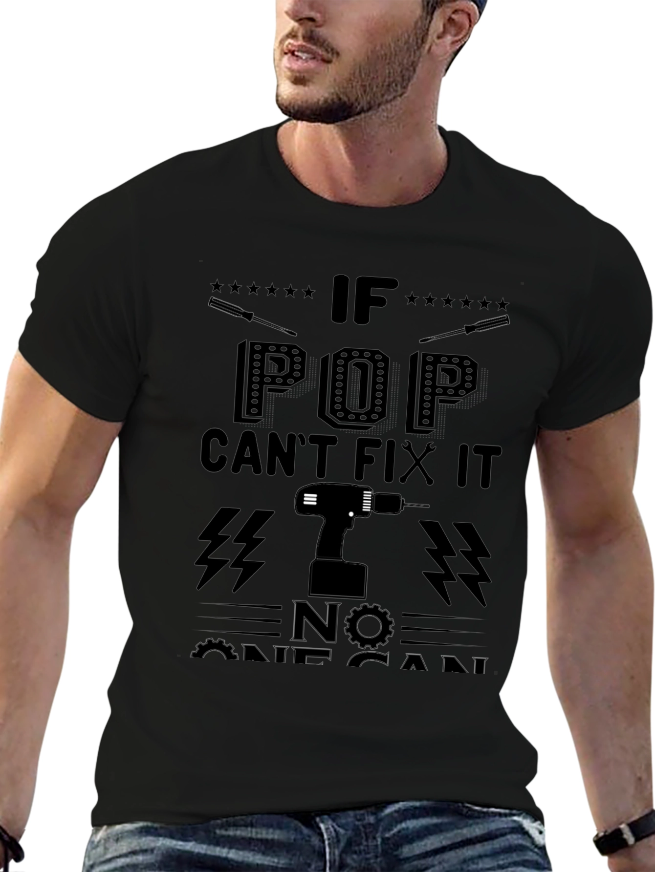 Black Pop Can Fix It T-Shirt - Dad Gift view 6