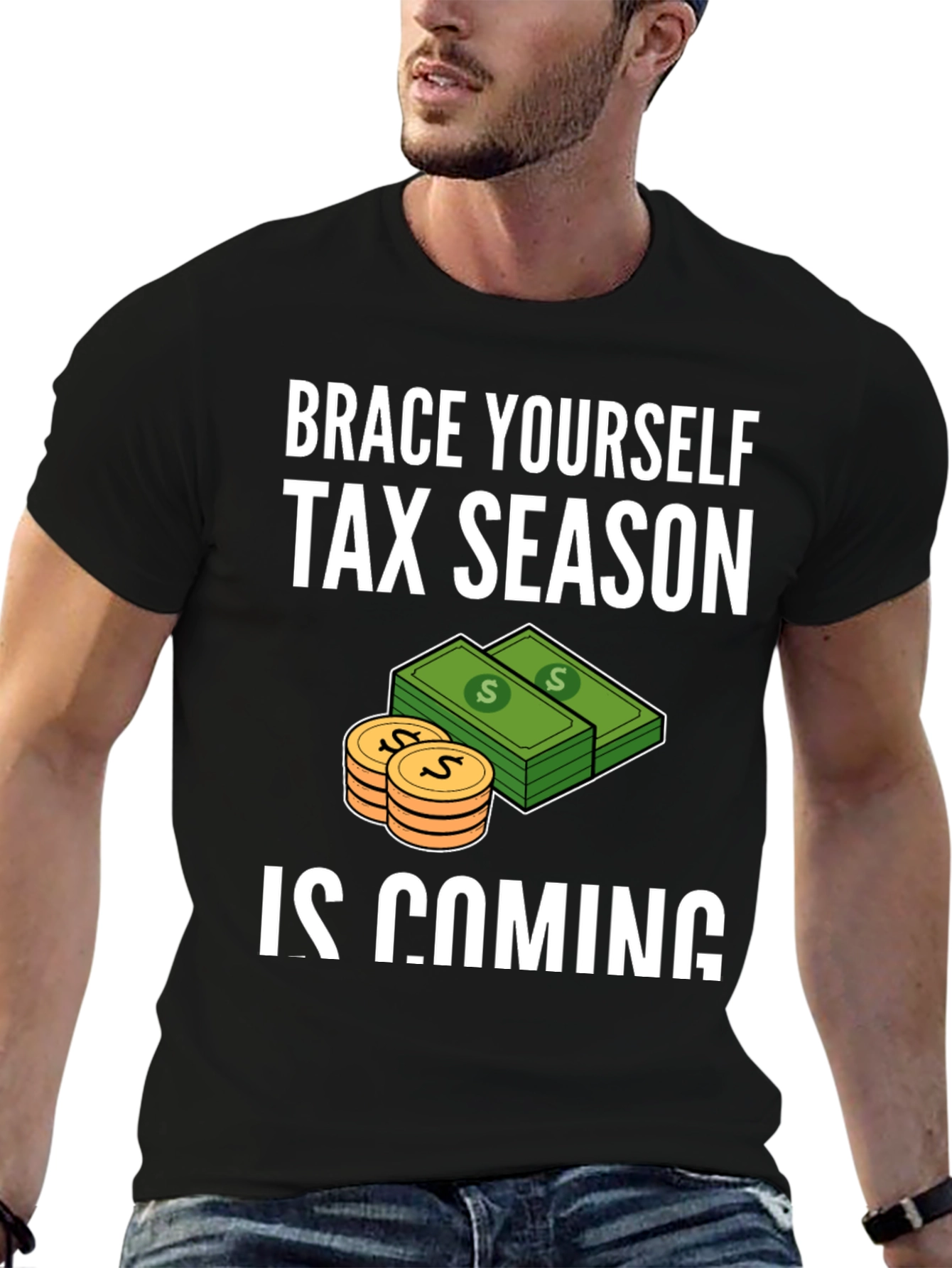 Black Brace Yourself Tax Season T-Shirt view 6