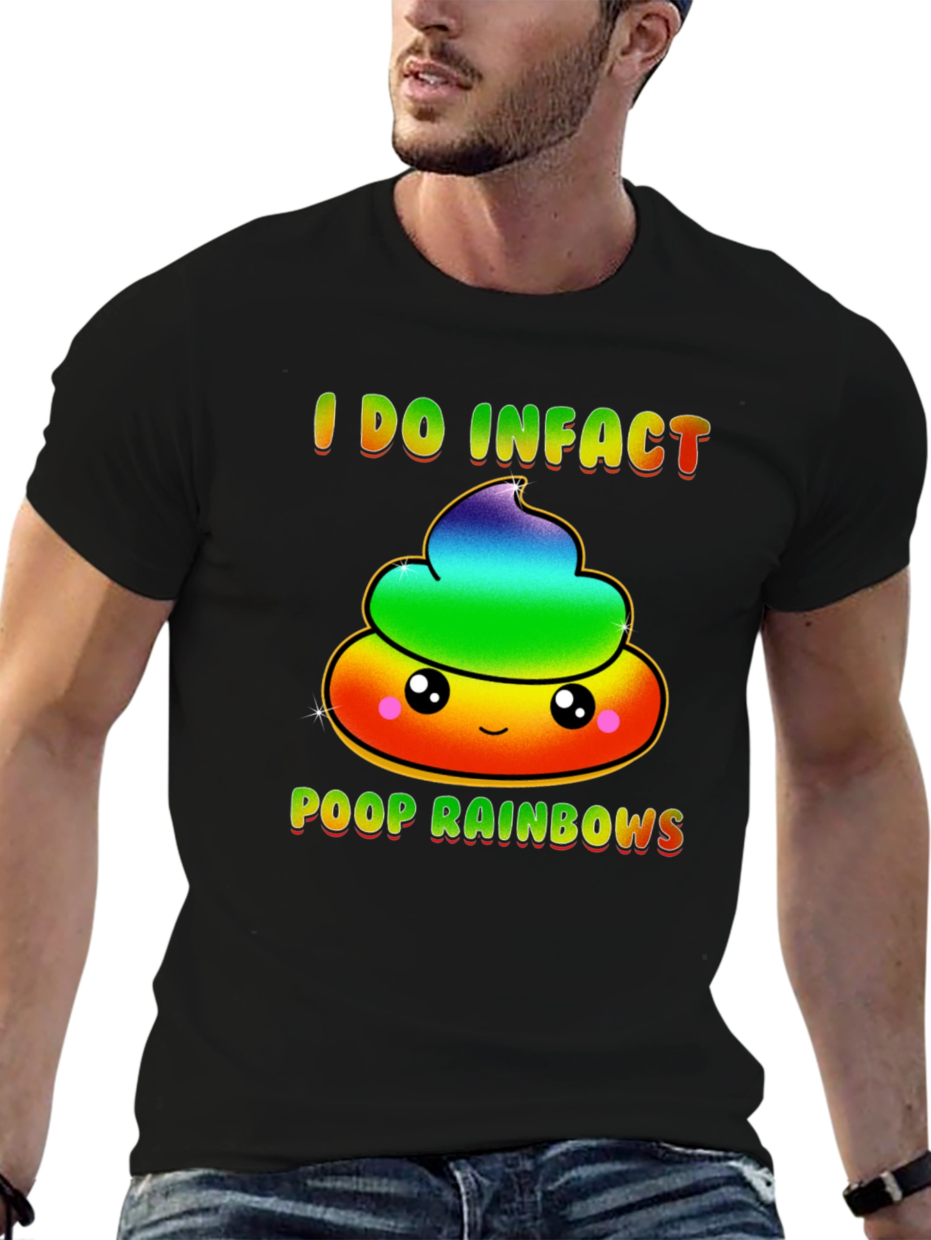 Black Rainbow Poop T-Shirt, Funny Graphic Tee view 6