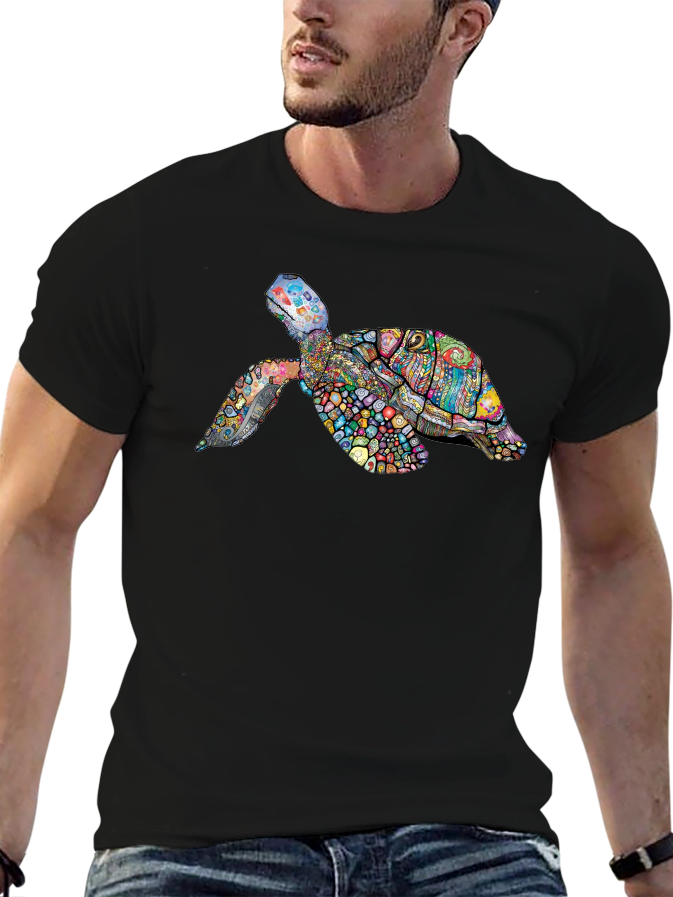Black Turtle Graphic Print Black Tee view 6