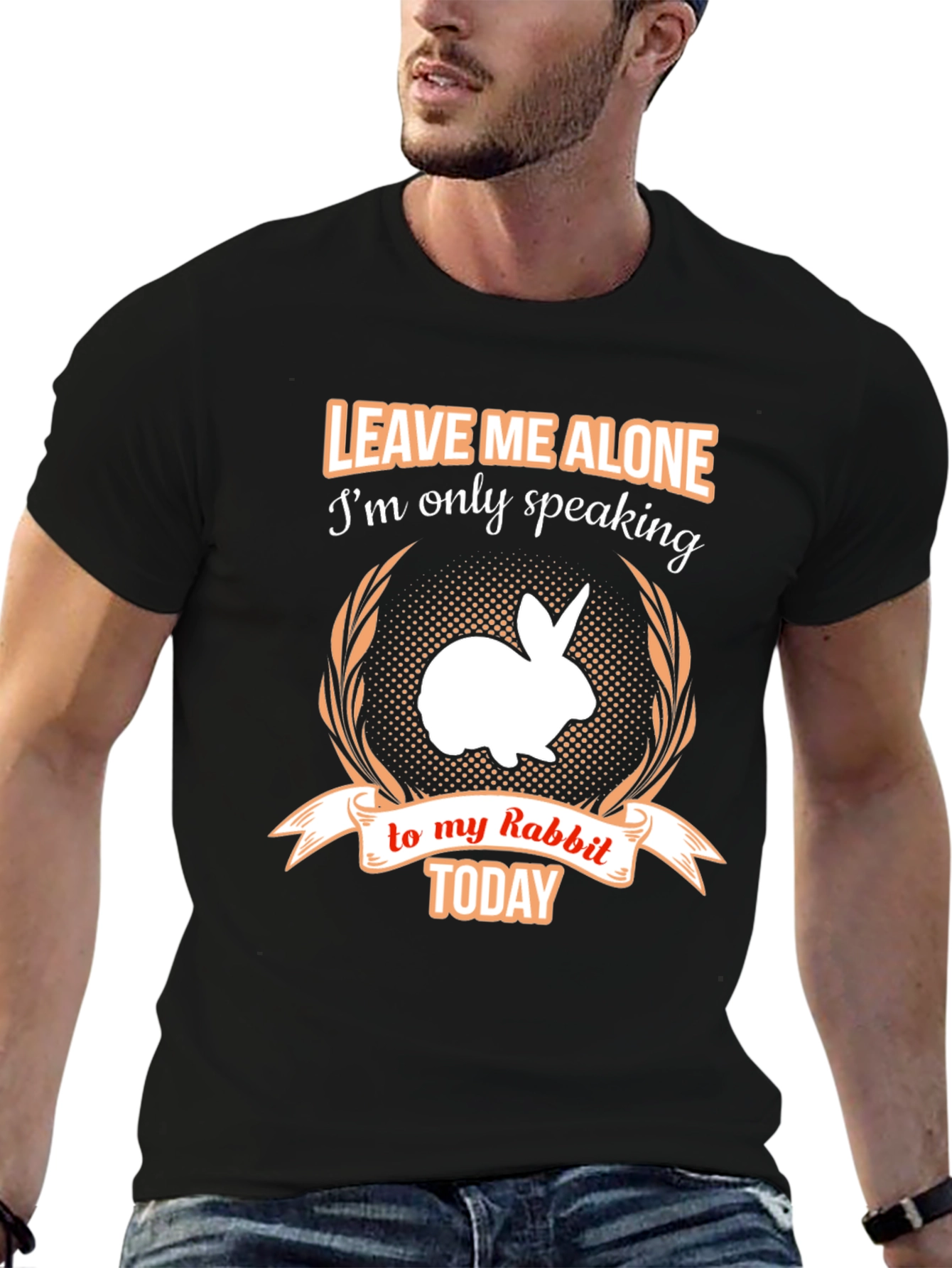 Black Leave Me Alone Rabbit T-Shirt view 6