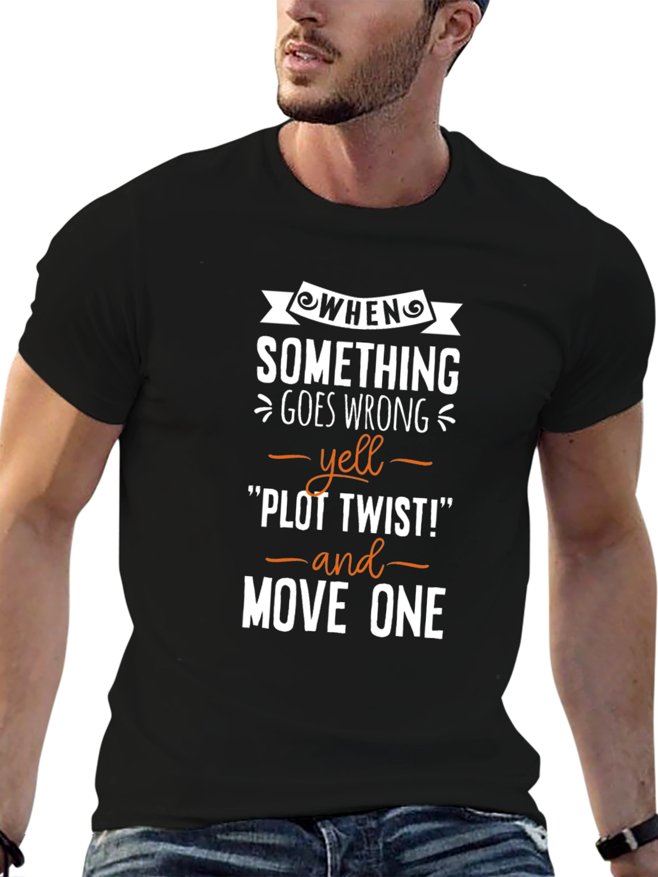 Black Plot Twist Tee - Funny Problem Solving Black T-Shirt view 6