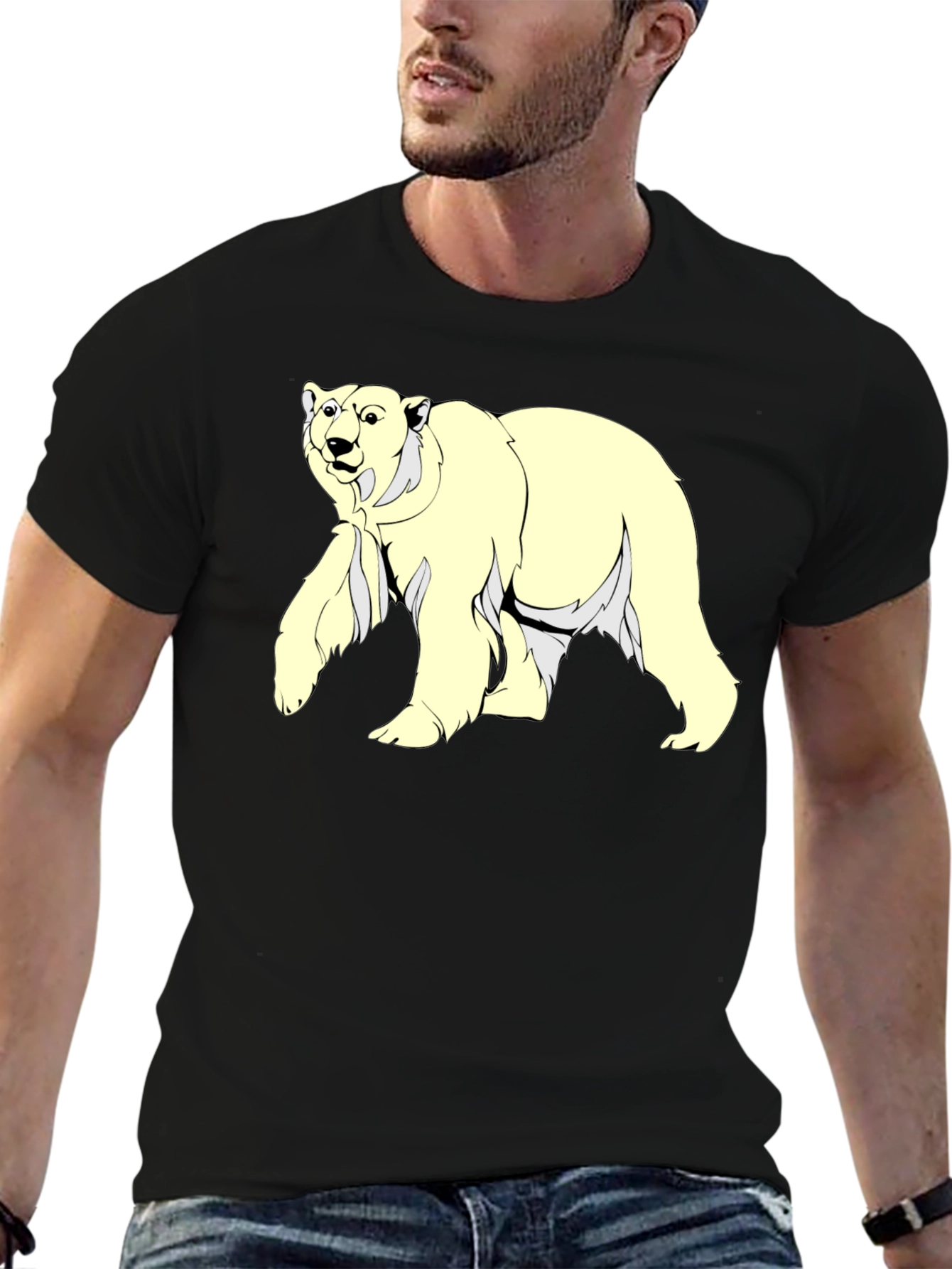 Black Polar Bear Graphic Tee - Men's Black T-Shirt view 6