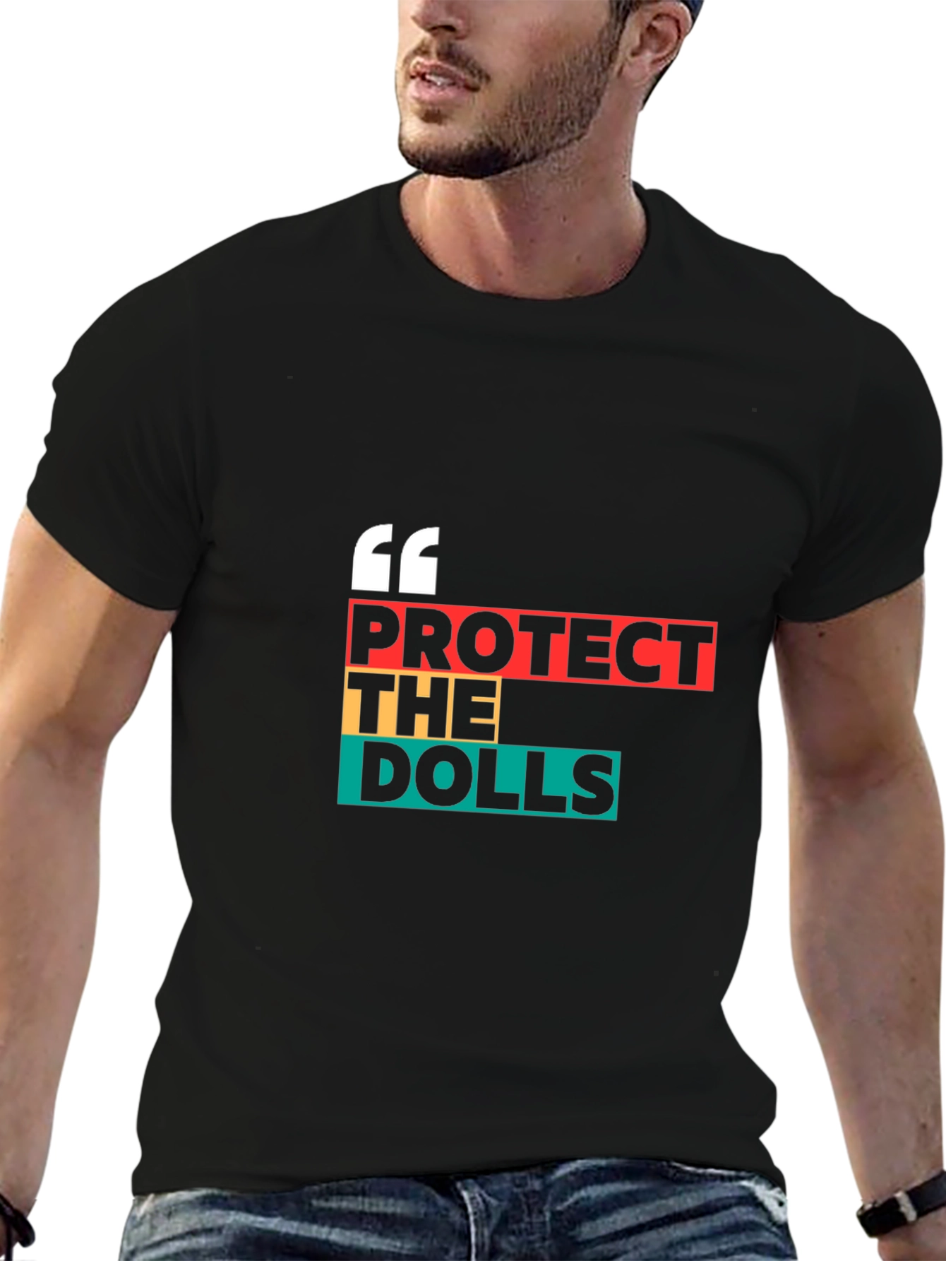 Black Protect The Dolls Graphic Tee - Black Cotton Blend view 6