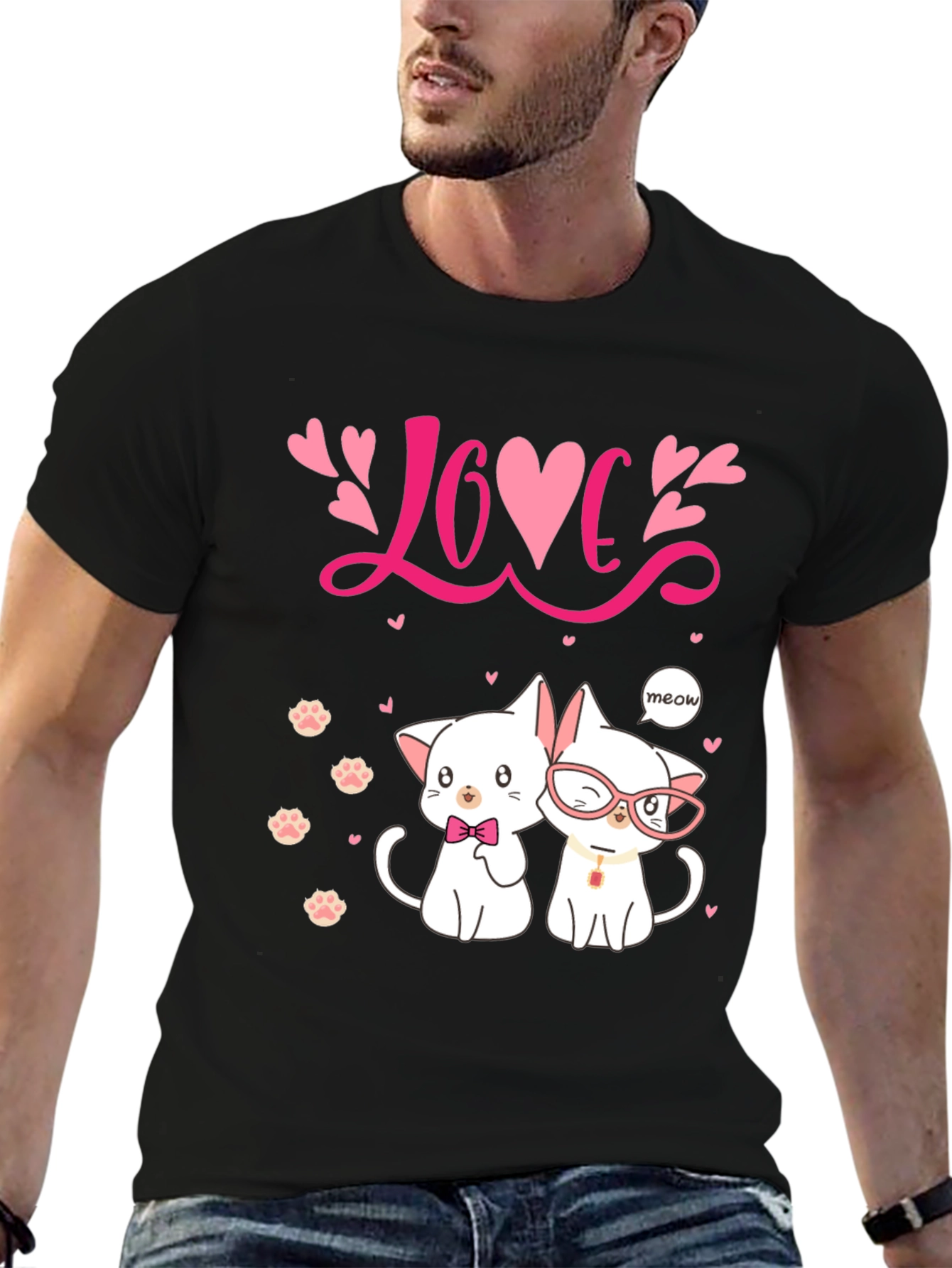 Black Cat Love T-Shirt view 6