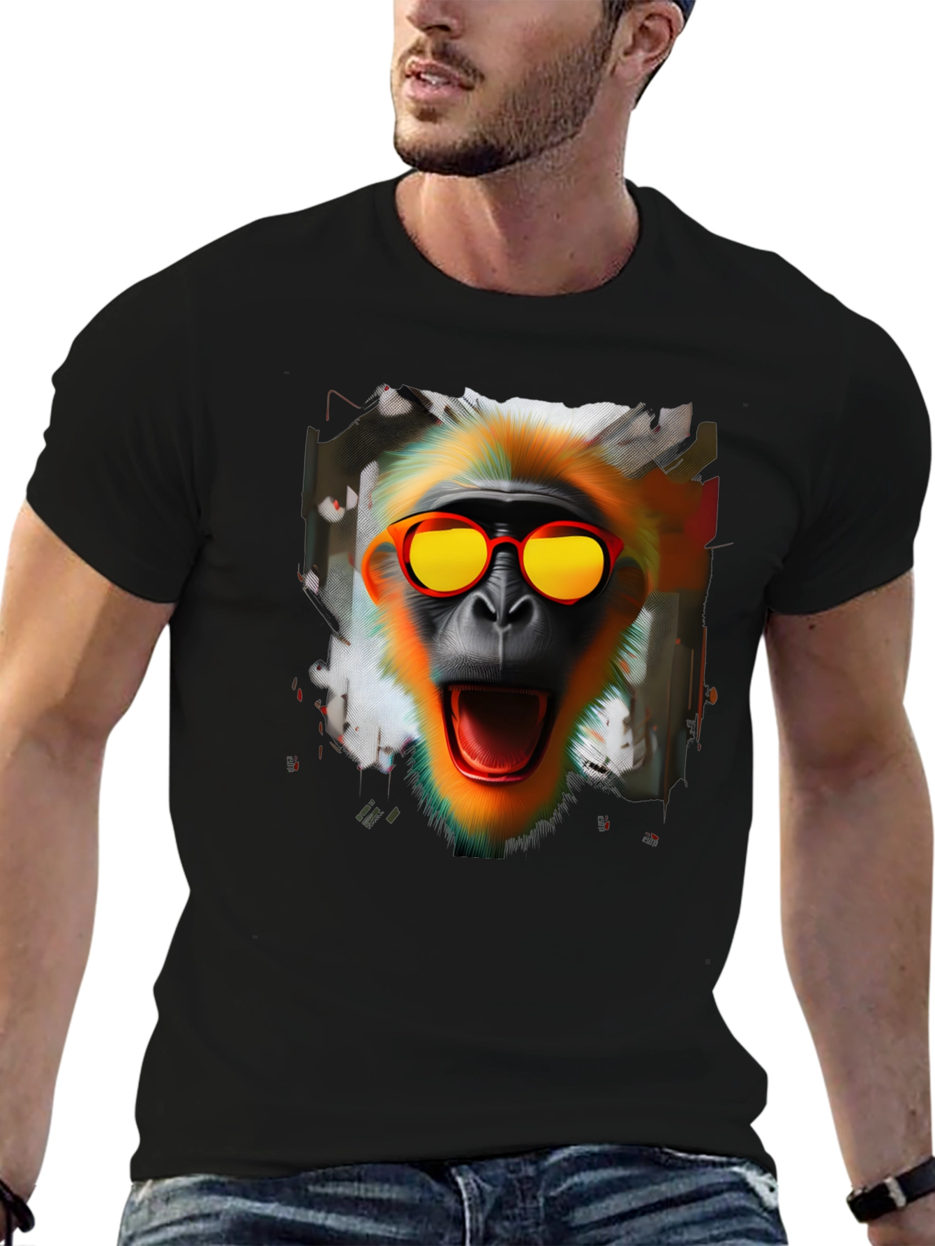 Monkey with Glasses Graphic T-Shirt - 6
