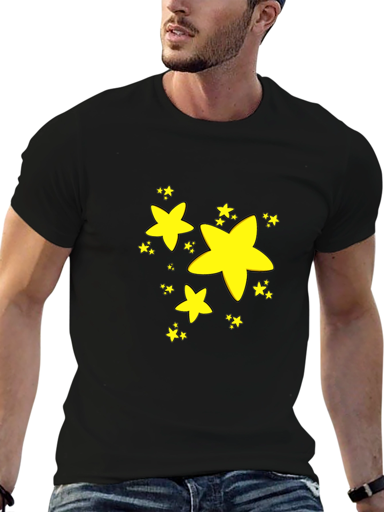Black Stars Graphic Black T-Shirt view 6