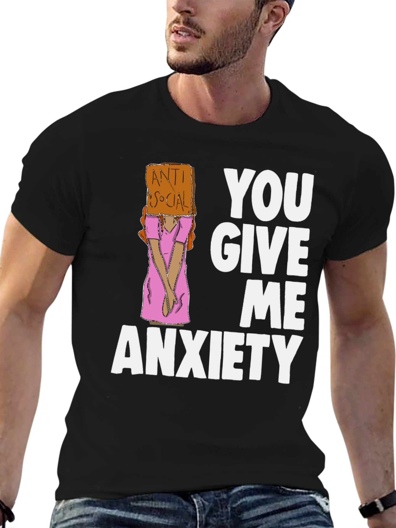 Black You Give Me Anxiety Graphic Tee view 6