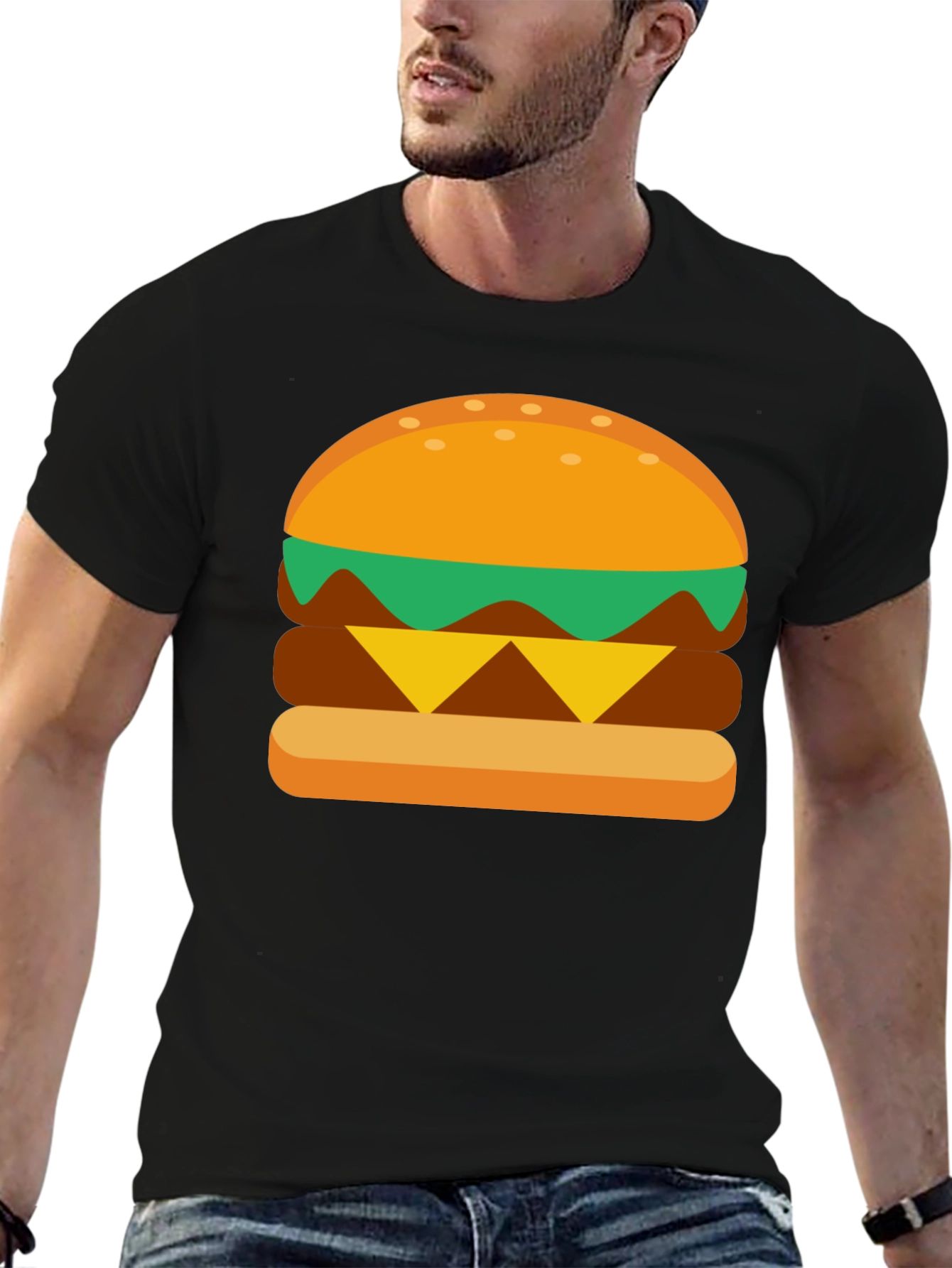 Black Burger Graphic Tee - Casual Cotton T-Shirt view 6