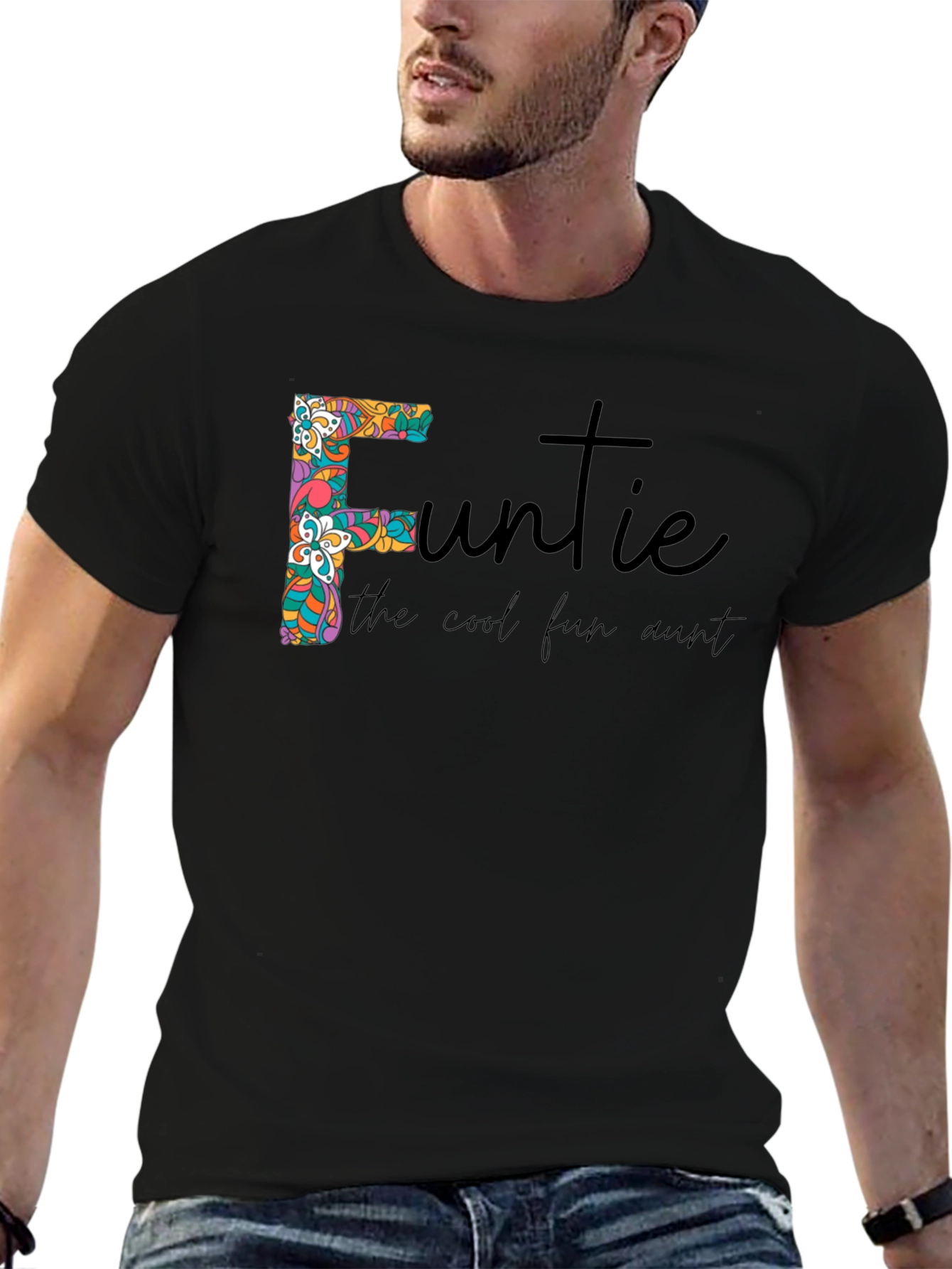 Black Fun Auntie Graphic Tee view 6
