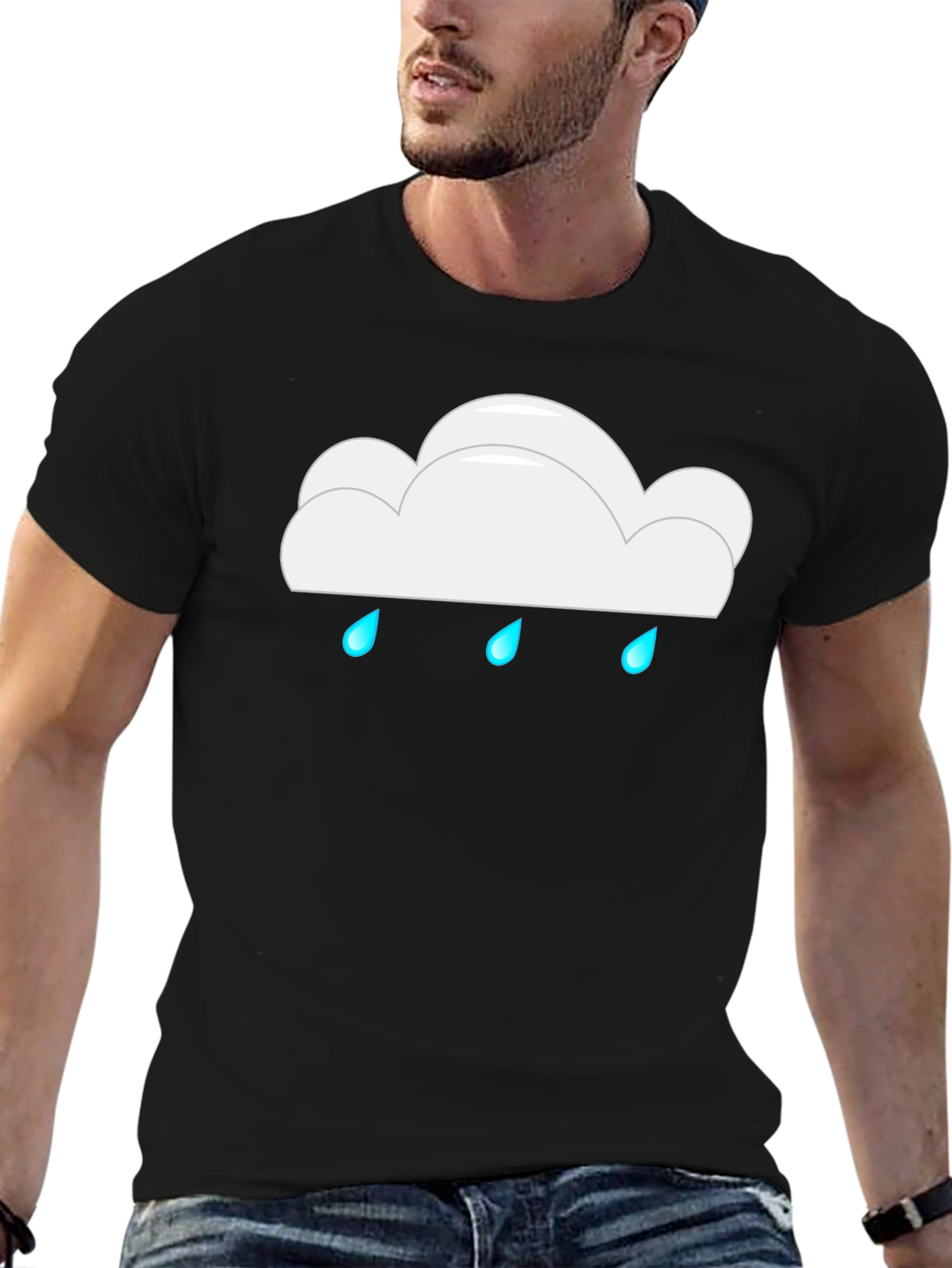 Black Rainy Cloud Black T-Shirt view 6