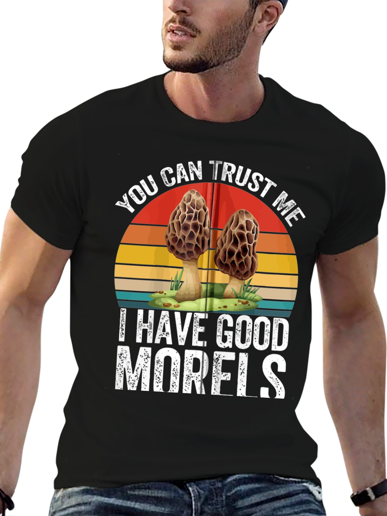 Black Trust Me, I Have Good Morels - Funny Mushroom T-Shirt view 6