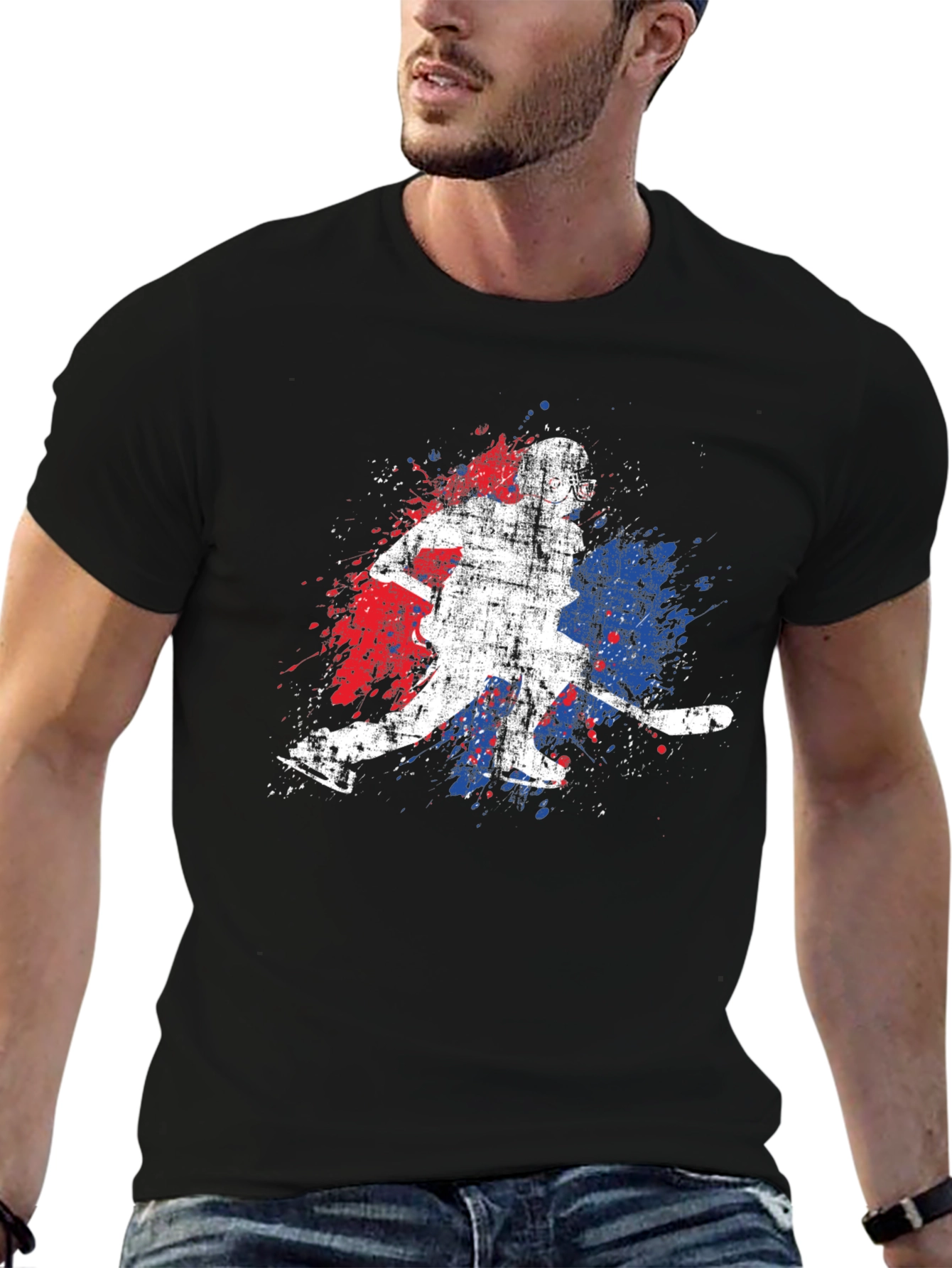 Black Hockey Player Graphic Tee - Sporty Style view 6