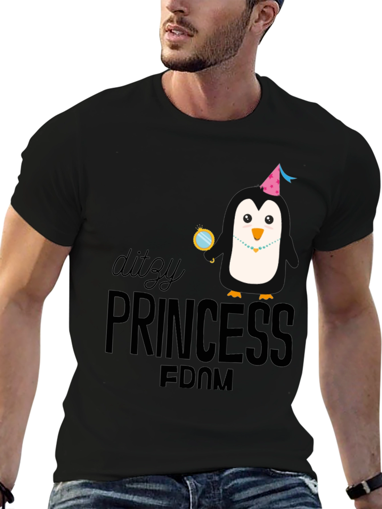 Black Dizzy Princess Penguin Graphic Tee view 6