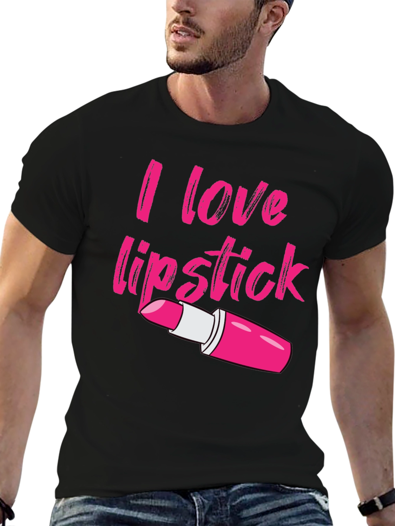 Black I Love Lipstick Graphic Tee - Unisex Cotton Blend view 6
