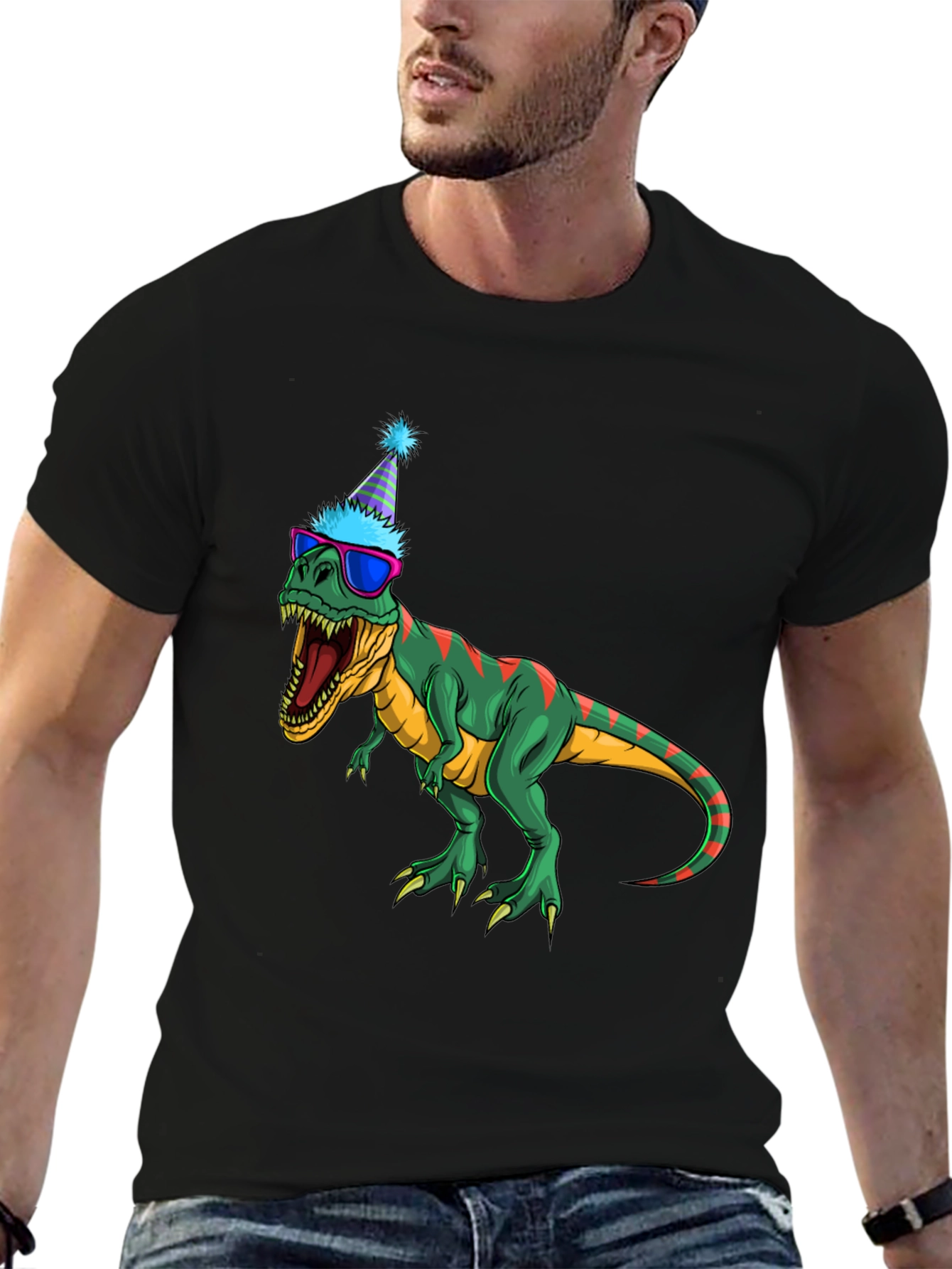 Black Party Dino T-Shirt - Fun & Festive view 6