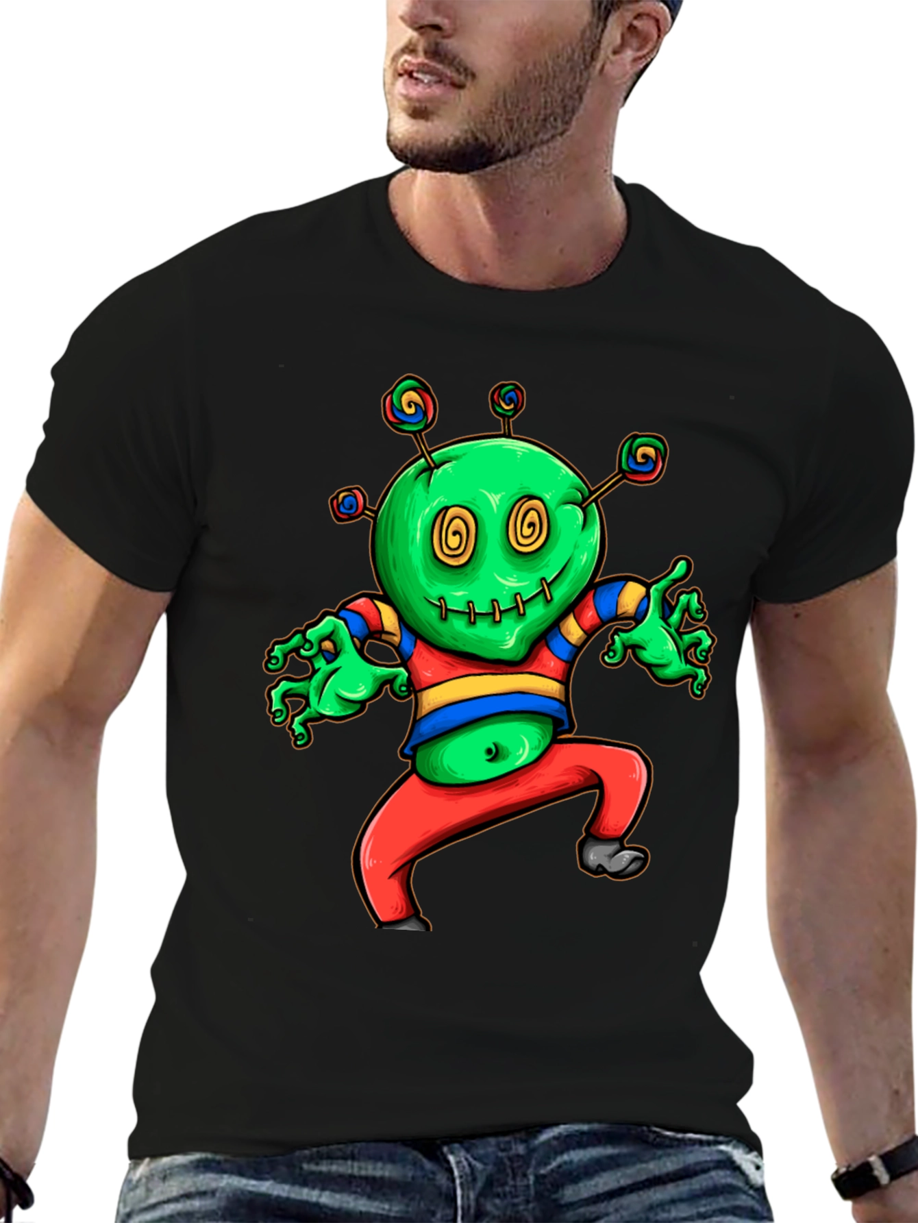 Black Funky Green Monster T-Shirt view 6