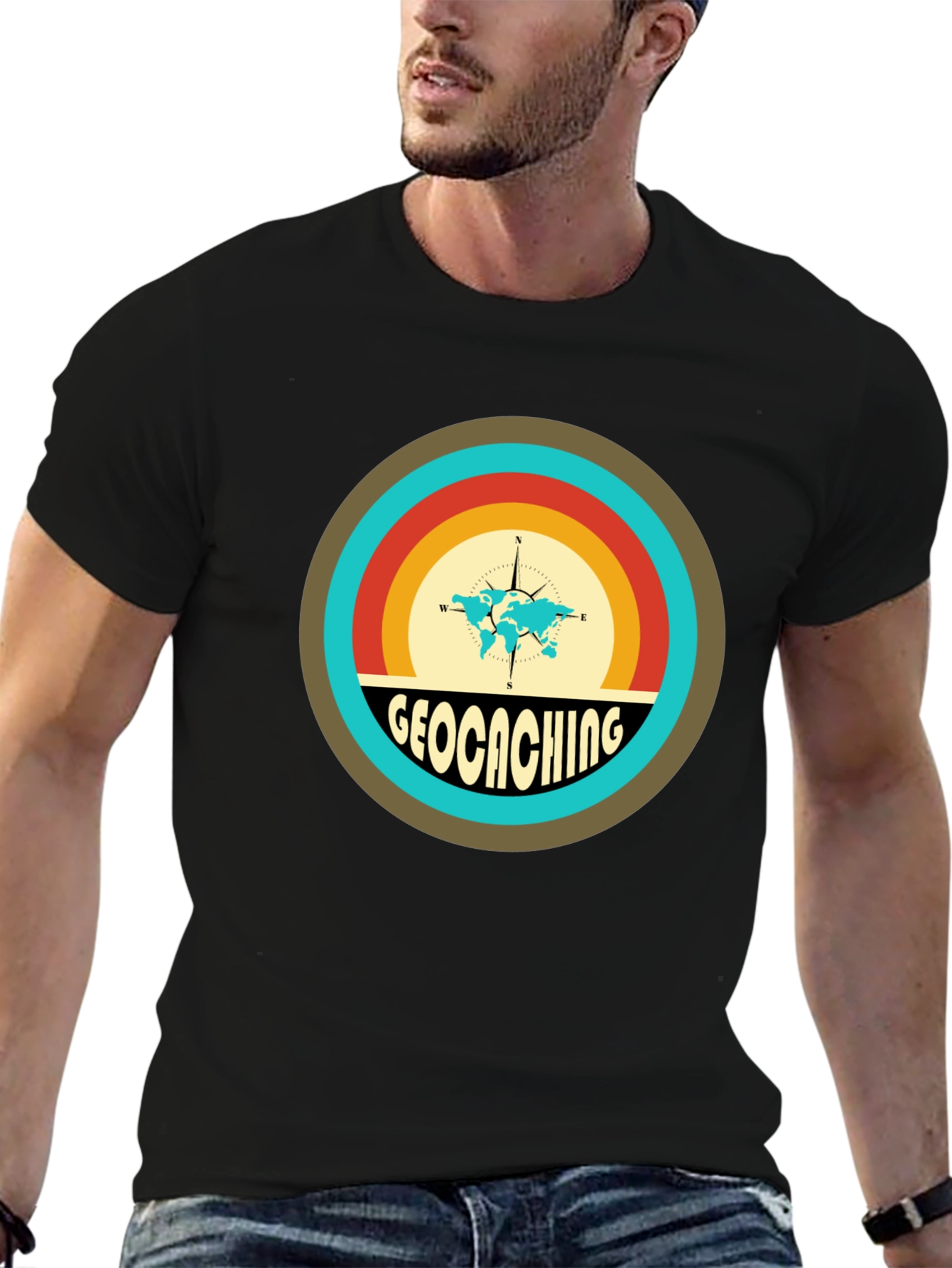 Black Geocaching Graphic Tee - Adventure Awaits! view 6