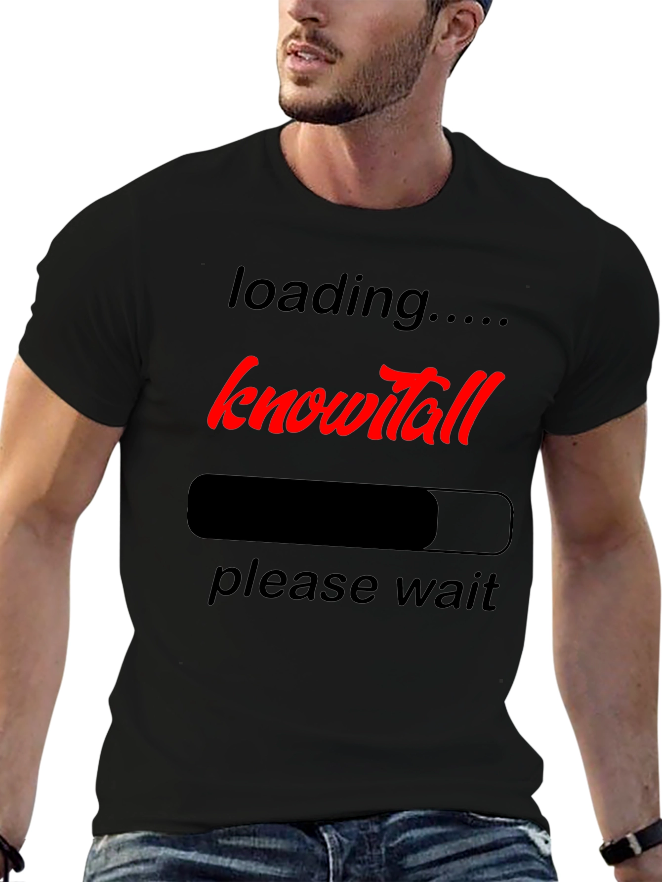 Black Know-it-all Loading Black Graphic T-Shirt view 6