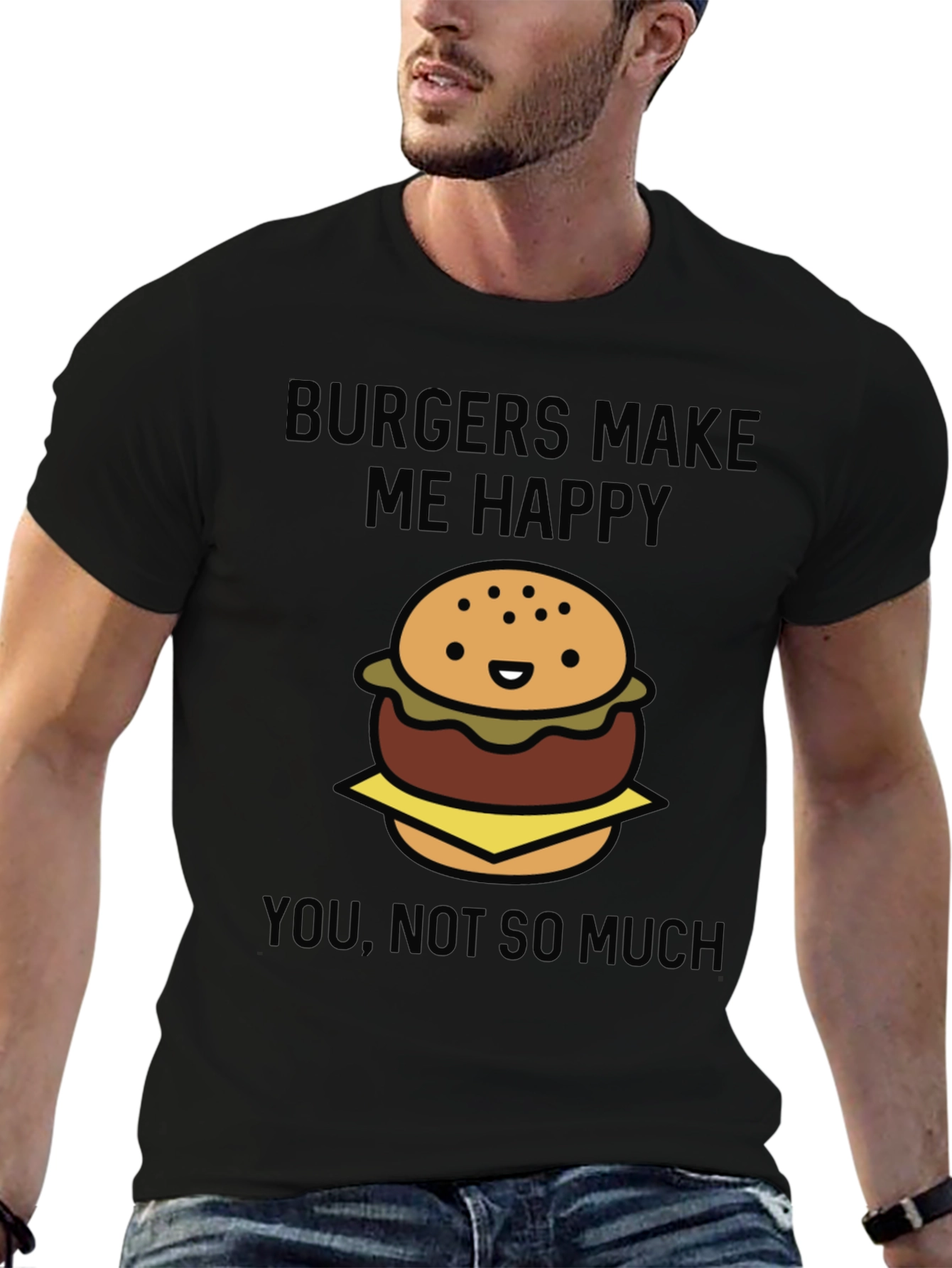 Black Burger Graphic Tee - Funny Men's T-Shirt view 6