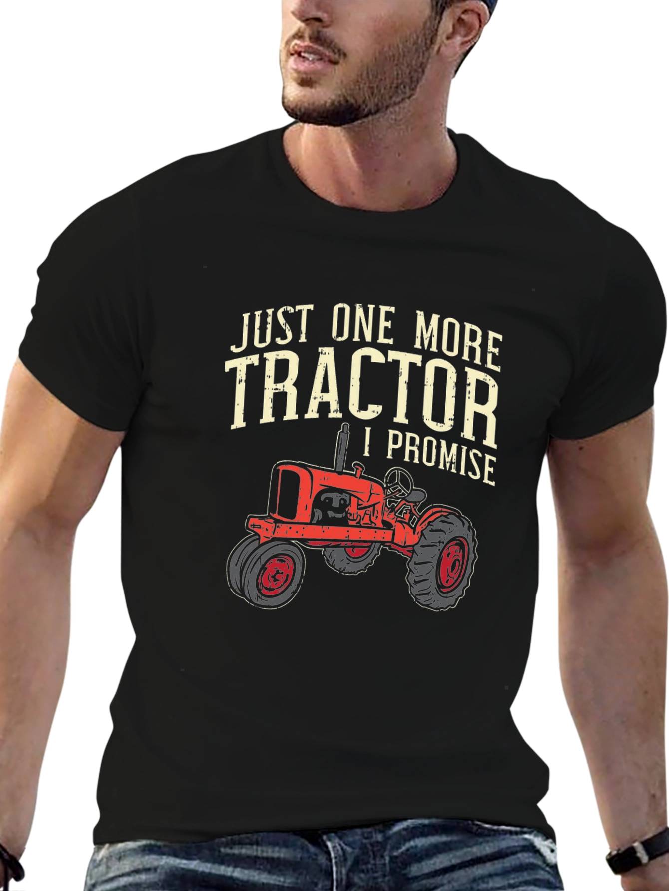 Black Just One More Tractor T-Shirt view 6