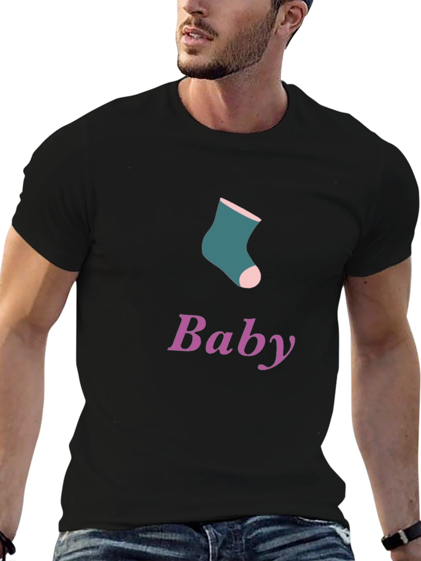Black Baby Sock Graphic Tee - Soft Cotton Blend view 6