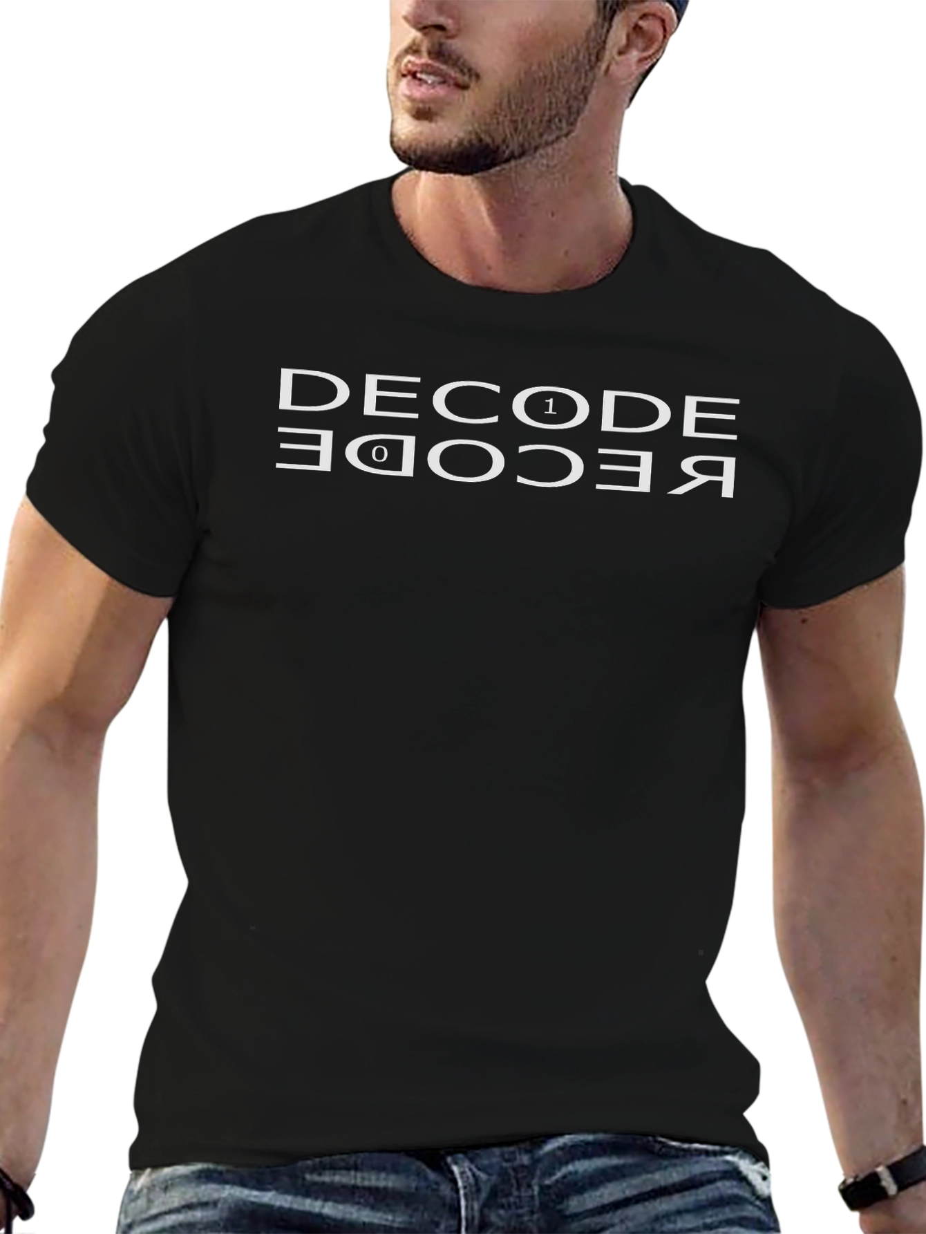 Black Decode Reverse Graphic Tee view 6
