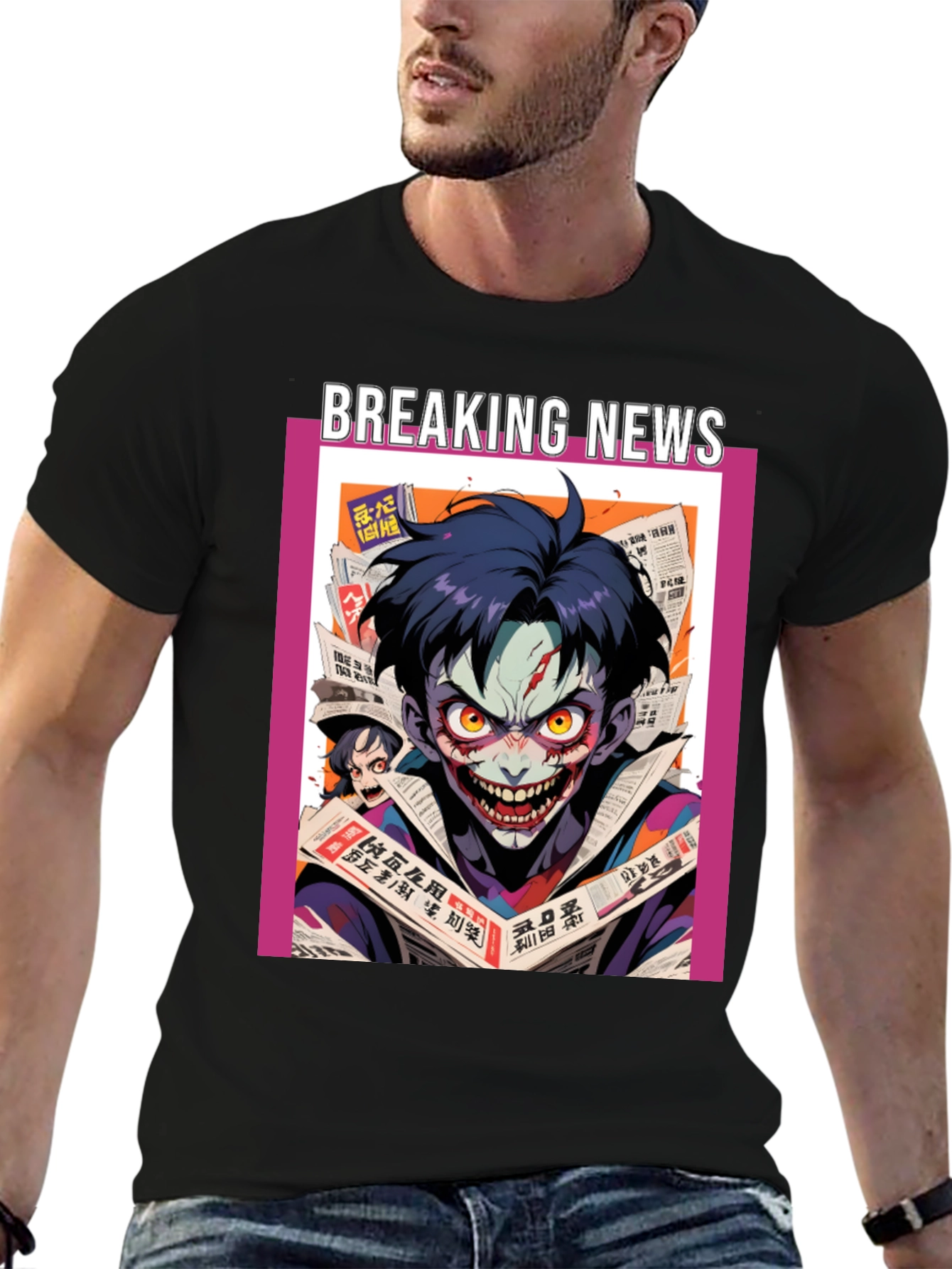 Black Breaking News Joker Graphic Tee - Black Cotton view 6
