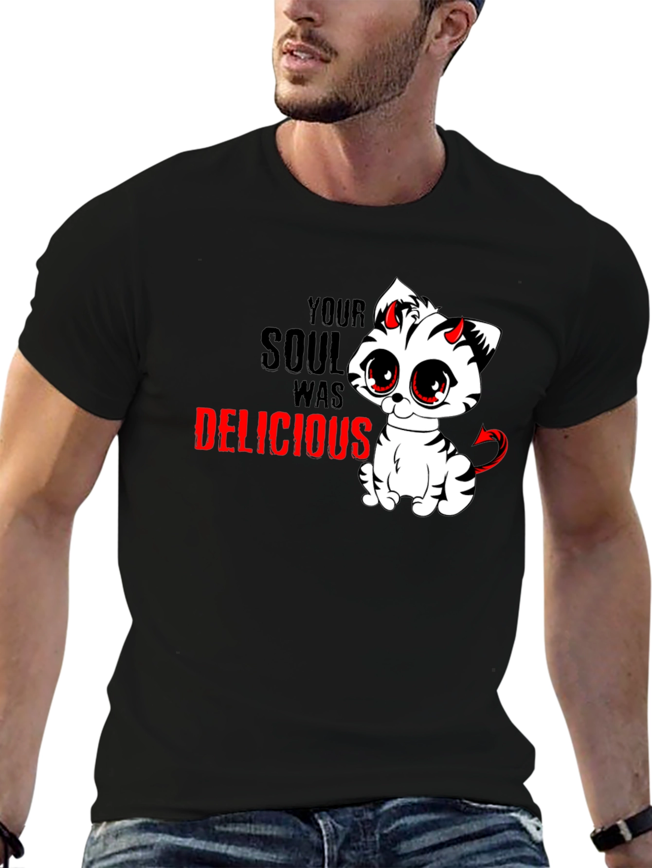 Black Devil Cat T-Shirt - Your Soul Was Delicious view 6
